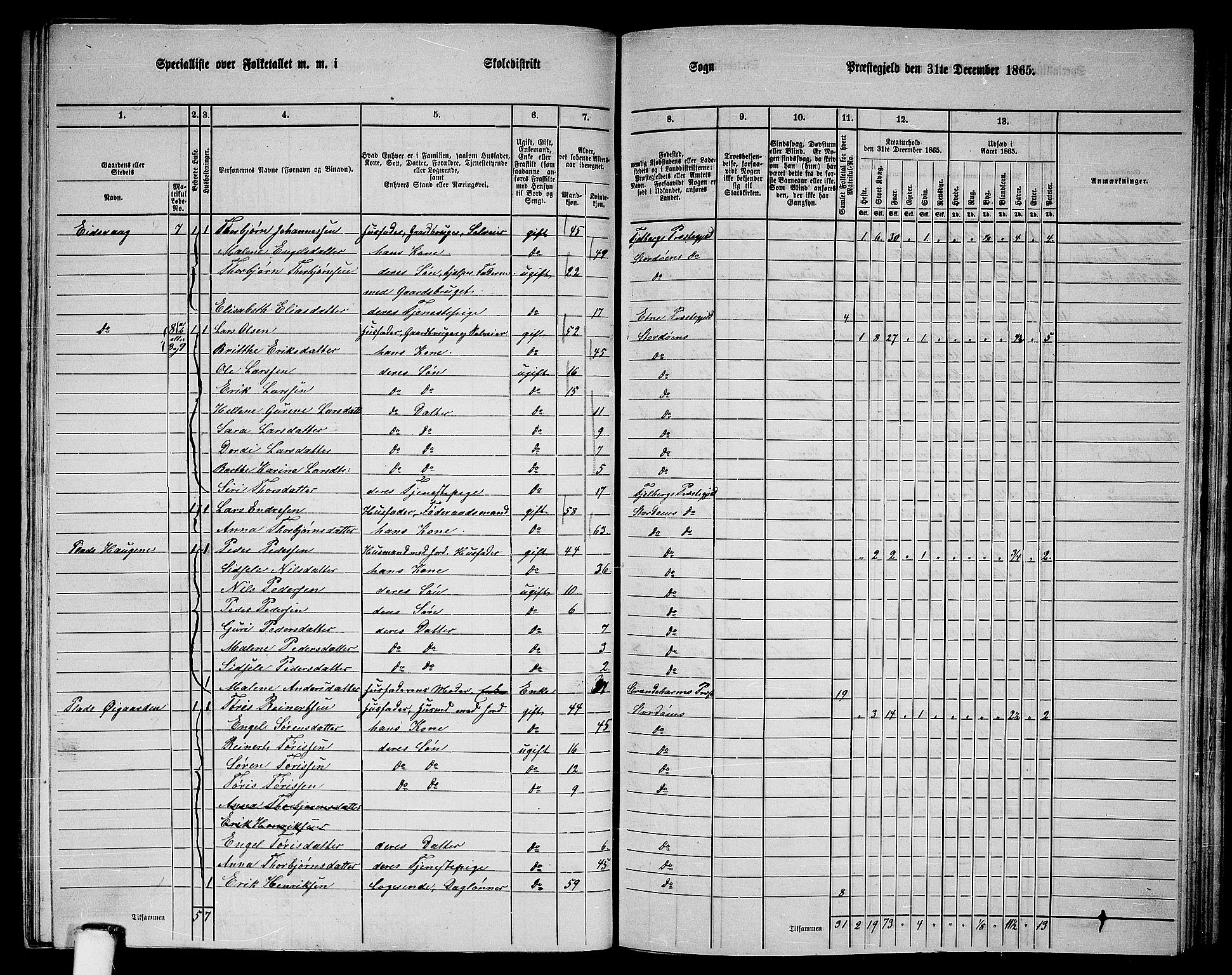 RA, 1865 census for Stord, 1865, p. 97