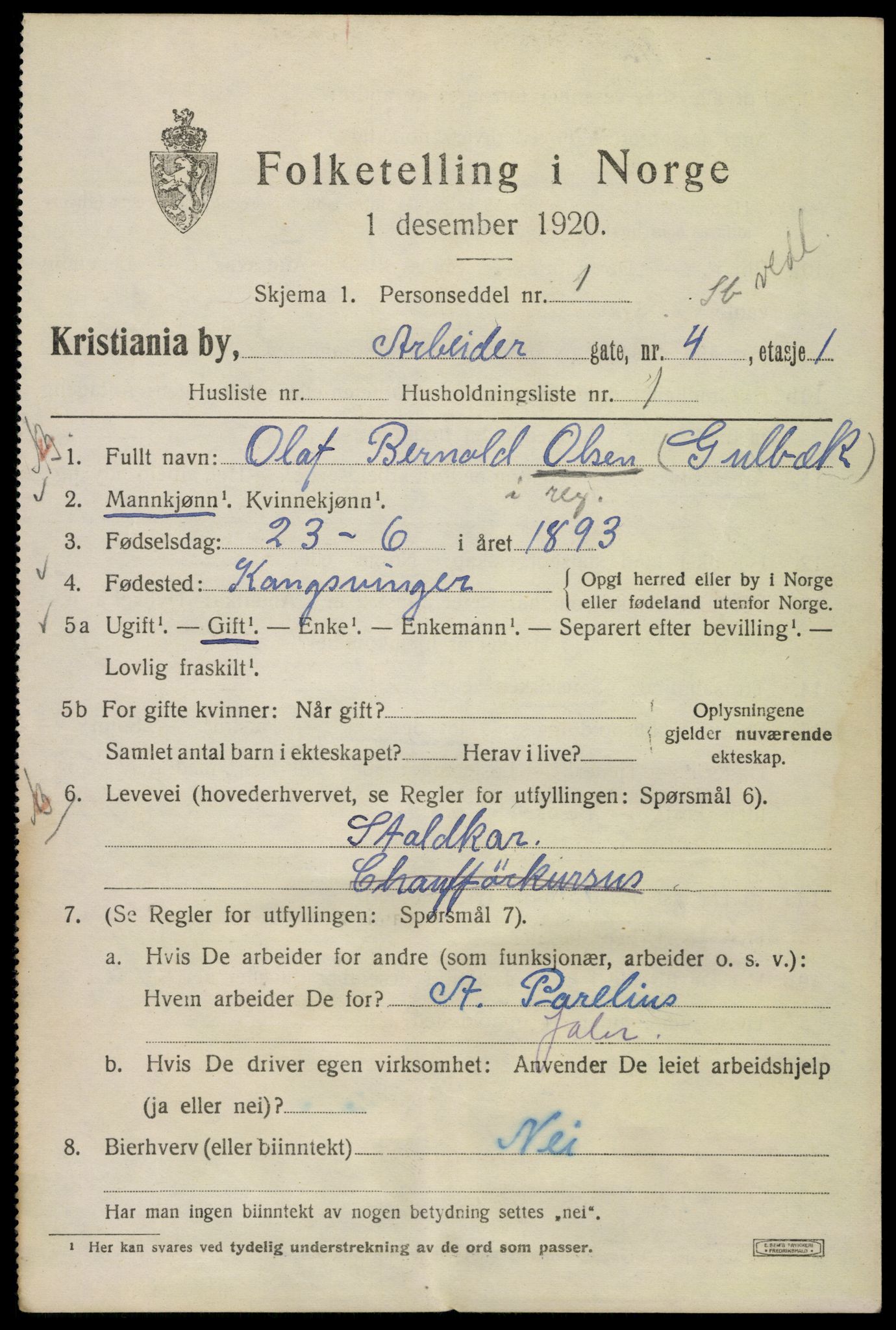 SAO, 1920 census for Kristiania, 1920, p. 142055