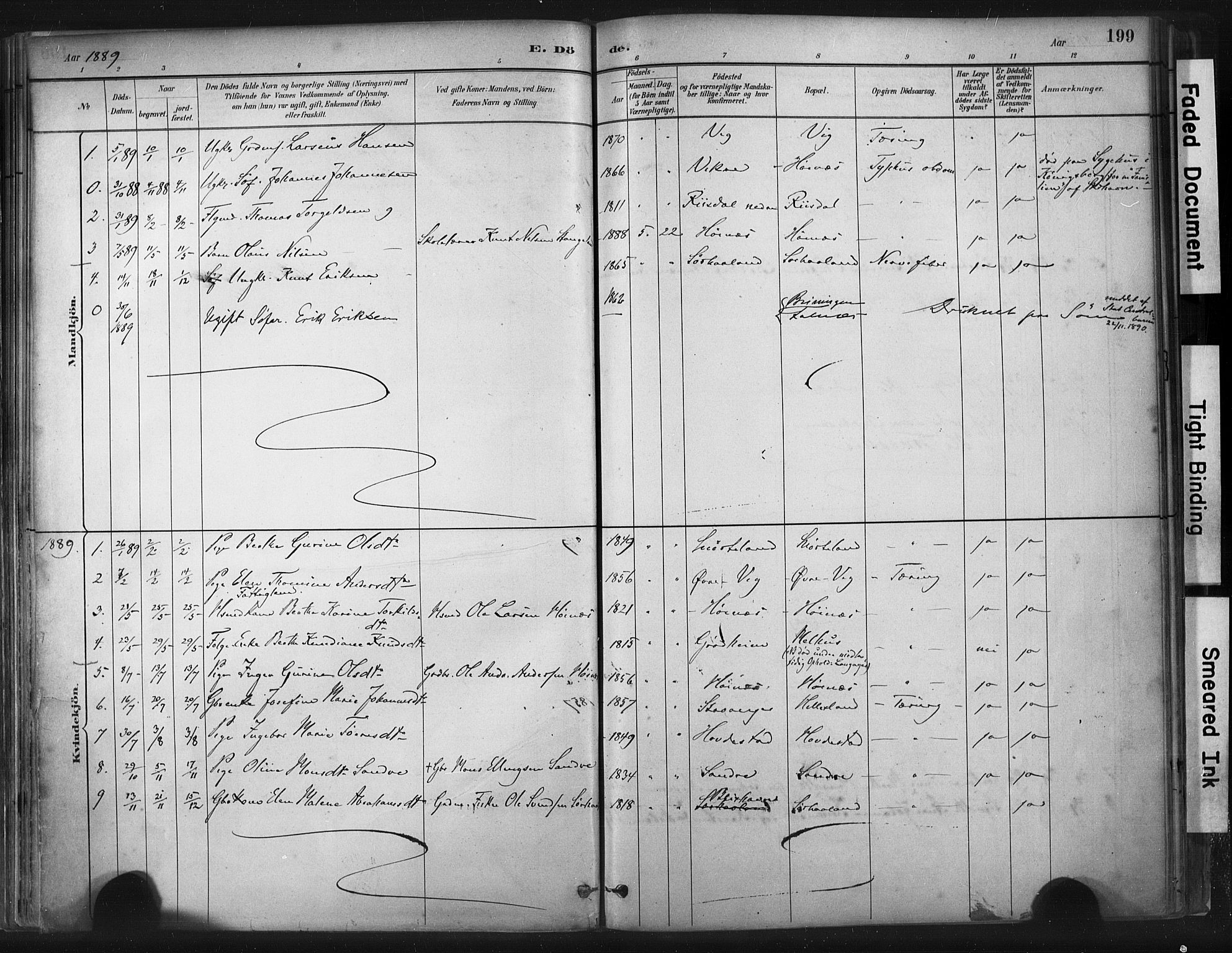 Skudenes sokneprestkontor, SAST/A -101849/H/Ha/Haa/L0009: Parish register (official) no. A 6, 1882-1912, p. 199