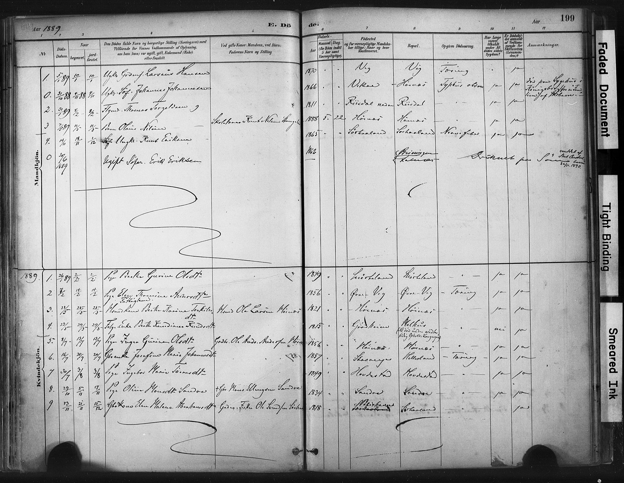 Skudenes sokneprestkontor, AV/SAST-A -101849/H/Ha/Haa/L0009: Parish register (official) no. A 6, 1882-1912, p. 199