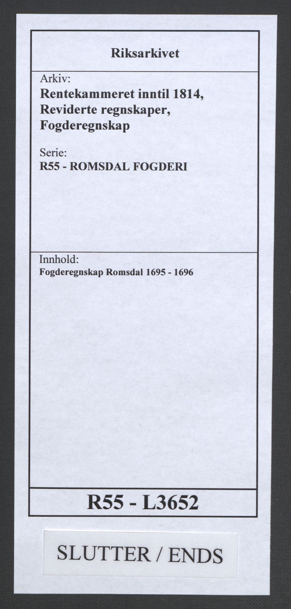 Rentekammeret inntil 1814, Reviderte regnskaper, Fogderegnskap, AV/RA-EA-4092/R55/L3652: Fogderegnskap Romsdal, 1695-1696, p. 290