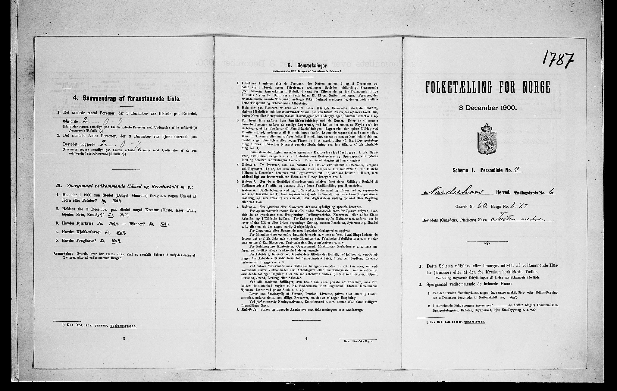 RA, 1900 census for Norderhov, 1900, p. 1391