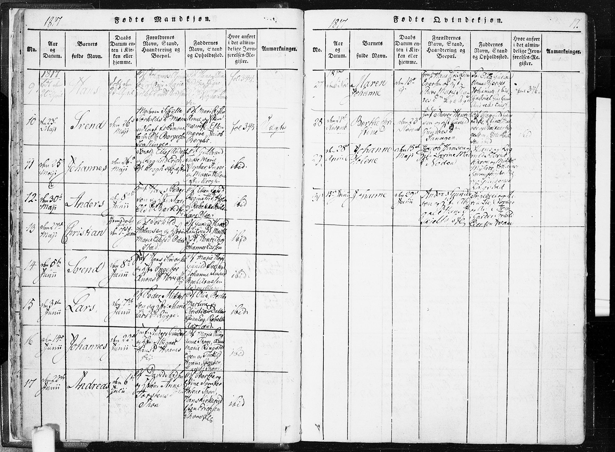 Hobøl prestekontor Kirkebøker, SAO/A-2002/F/Fa/L0002: Parish register (official) no. I 2, 1814-1841, p. 17