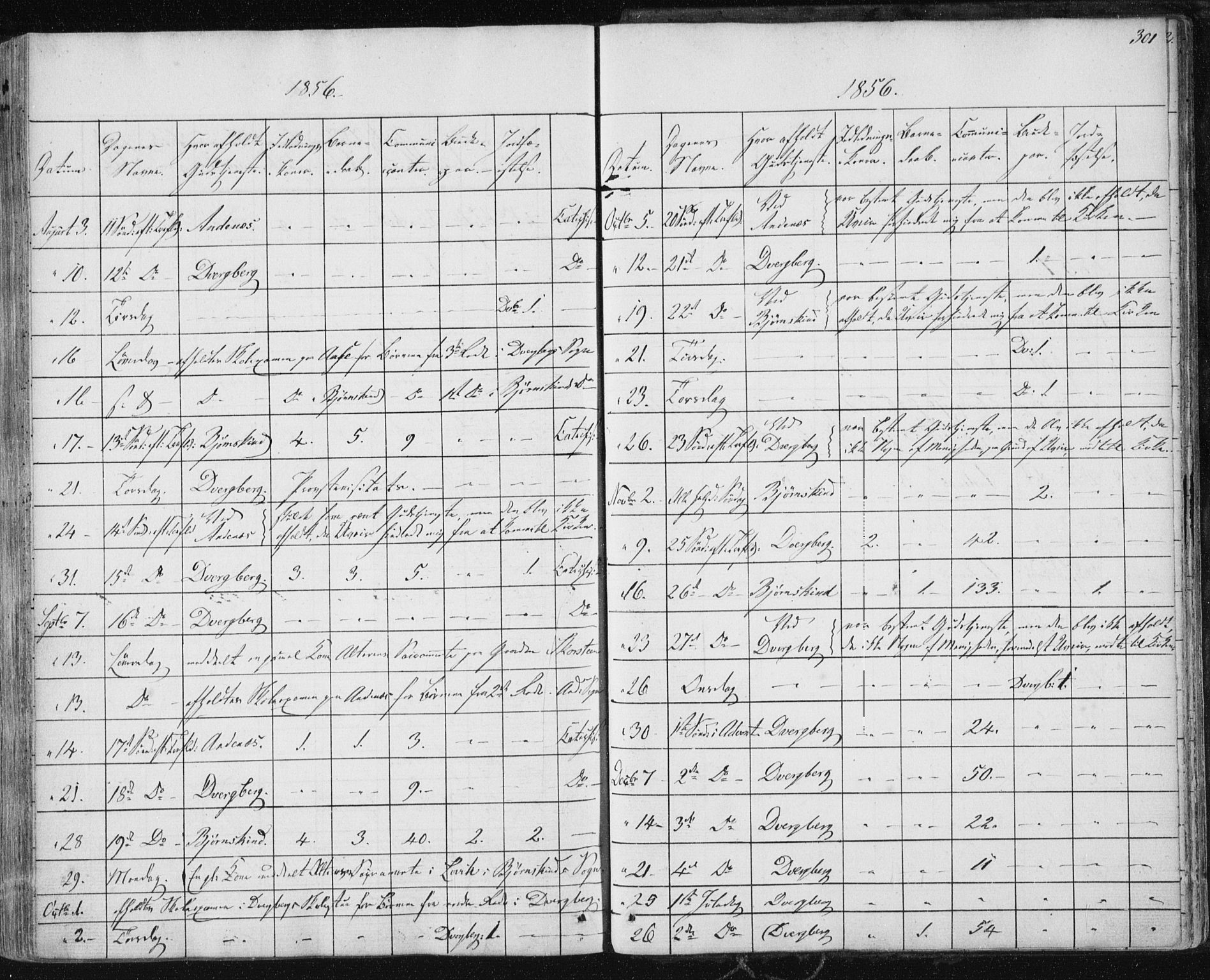 Ministerialprotokoller, klokkerbøker og fødselsregistre - Nordland, AV/SAT-A-1459/897/L1396: Parish register (official) no. 897A04, 1842-1866, p. 301