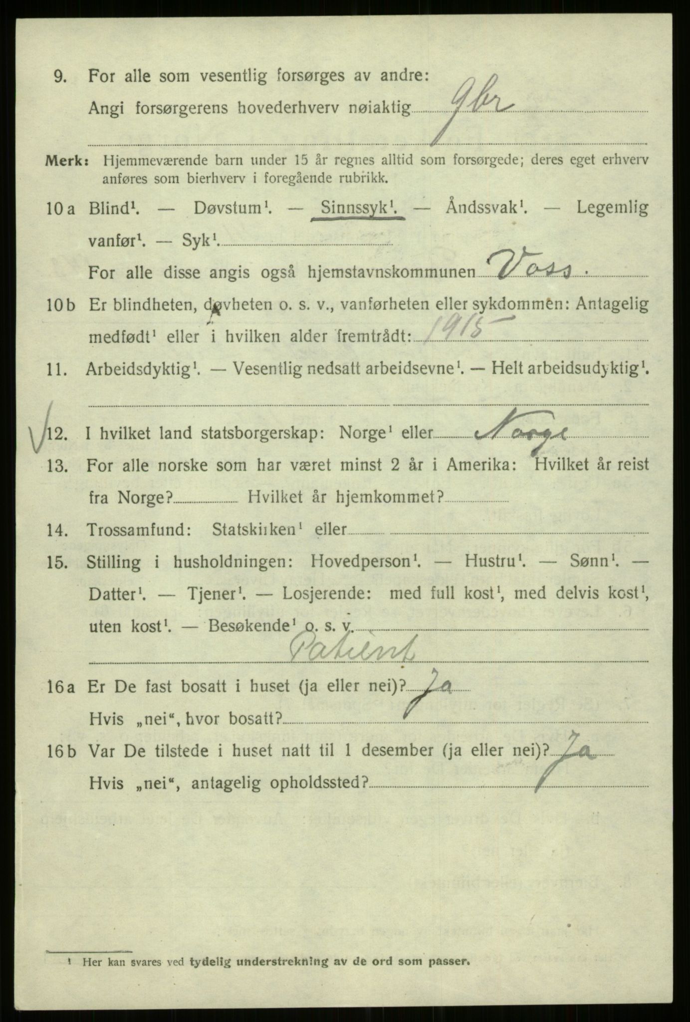 SAB, 1920 census for Bergen, 1920, p. 237937