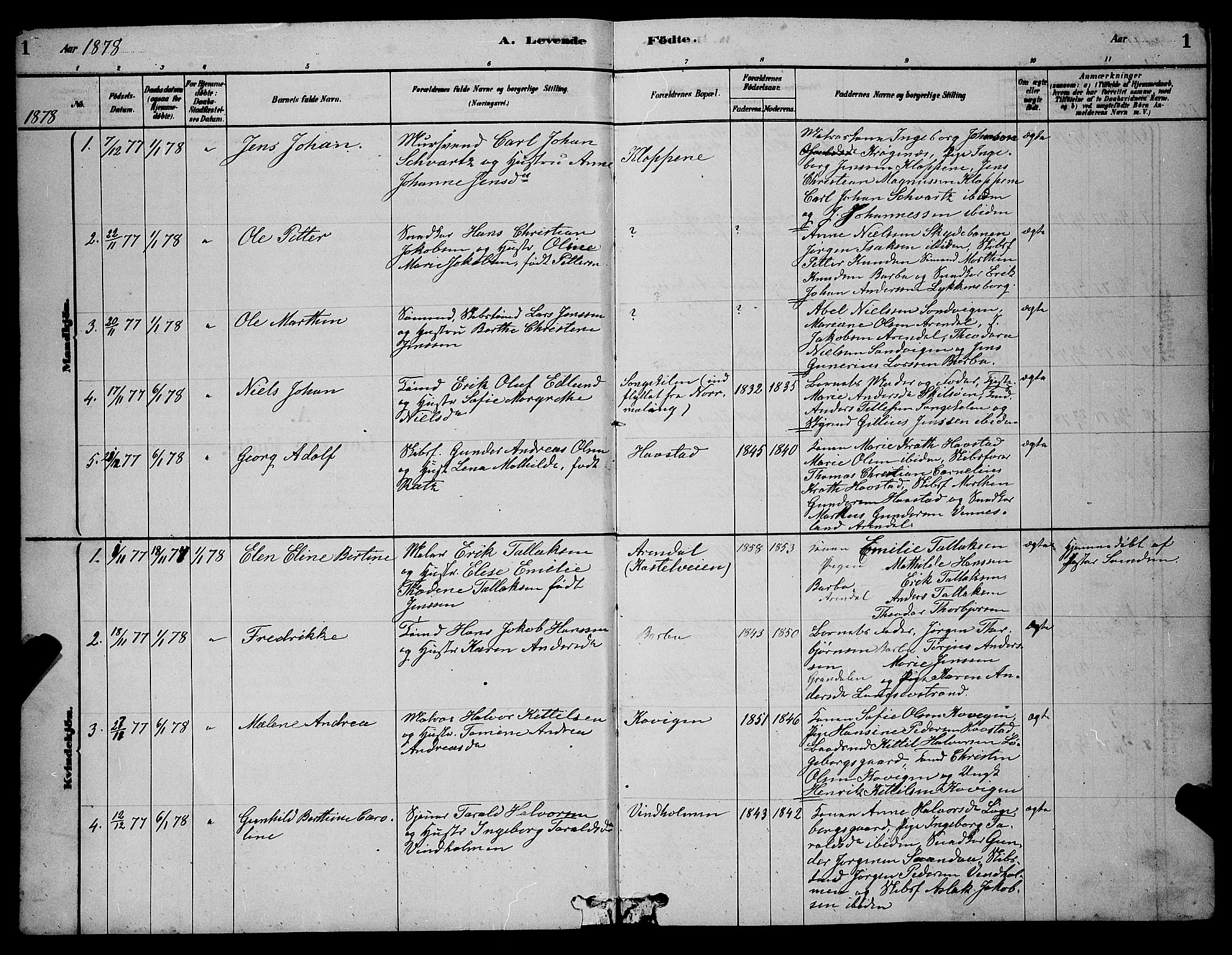 Barbu sokneprestkontor, SAK/1111-0003/F/Fb/L0001: Parish register (copy) no. B 1, 1878-1890, p. 1