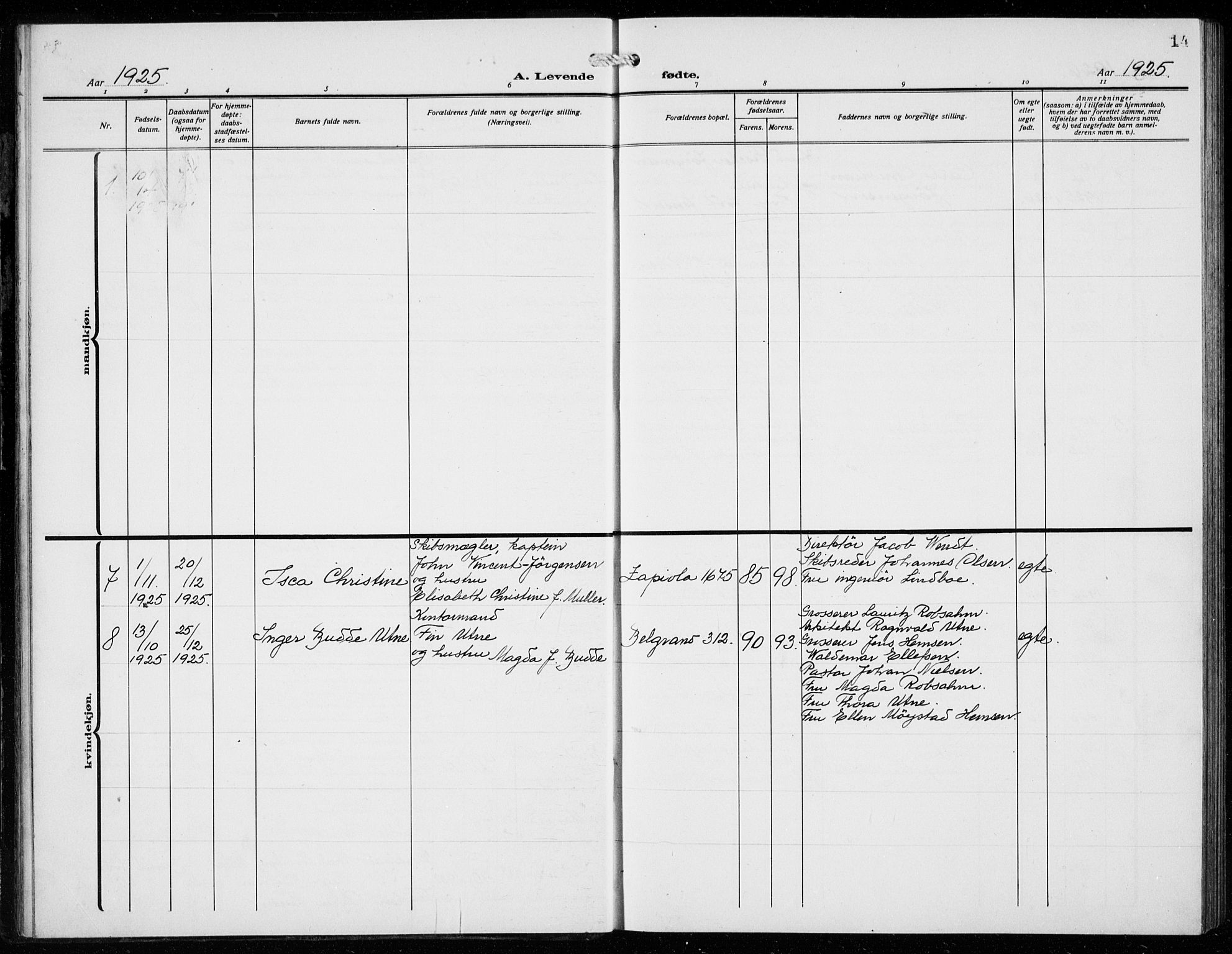 Den norske sjømannsmisjon i utlandet/Syd-Amerika (Buenos Aires m.fl.), AV/SAB-SAB/PA-0118/H/Ha/L0003: Parish register (official) no. A 3, 1920-1938, p. 14