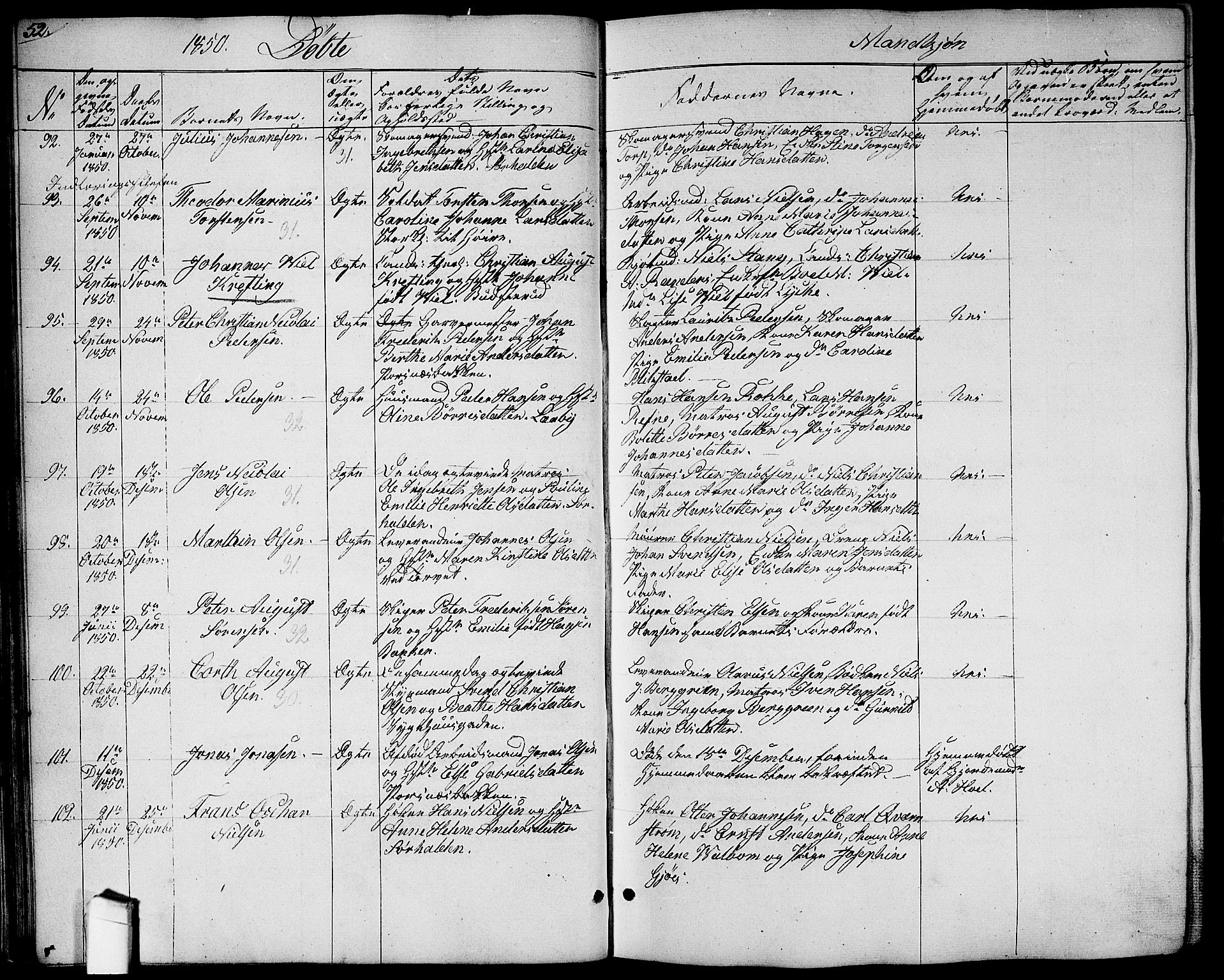 Halden prestekontor Kirkebøker, SAO/A-10909/G/Ga/L0004: Parish register (copy) no. 4, 1845-1854, p. 52