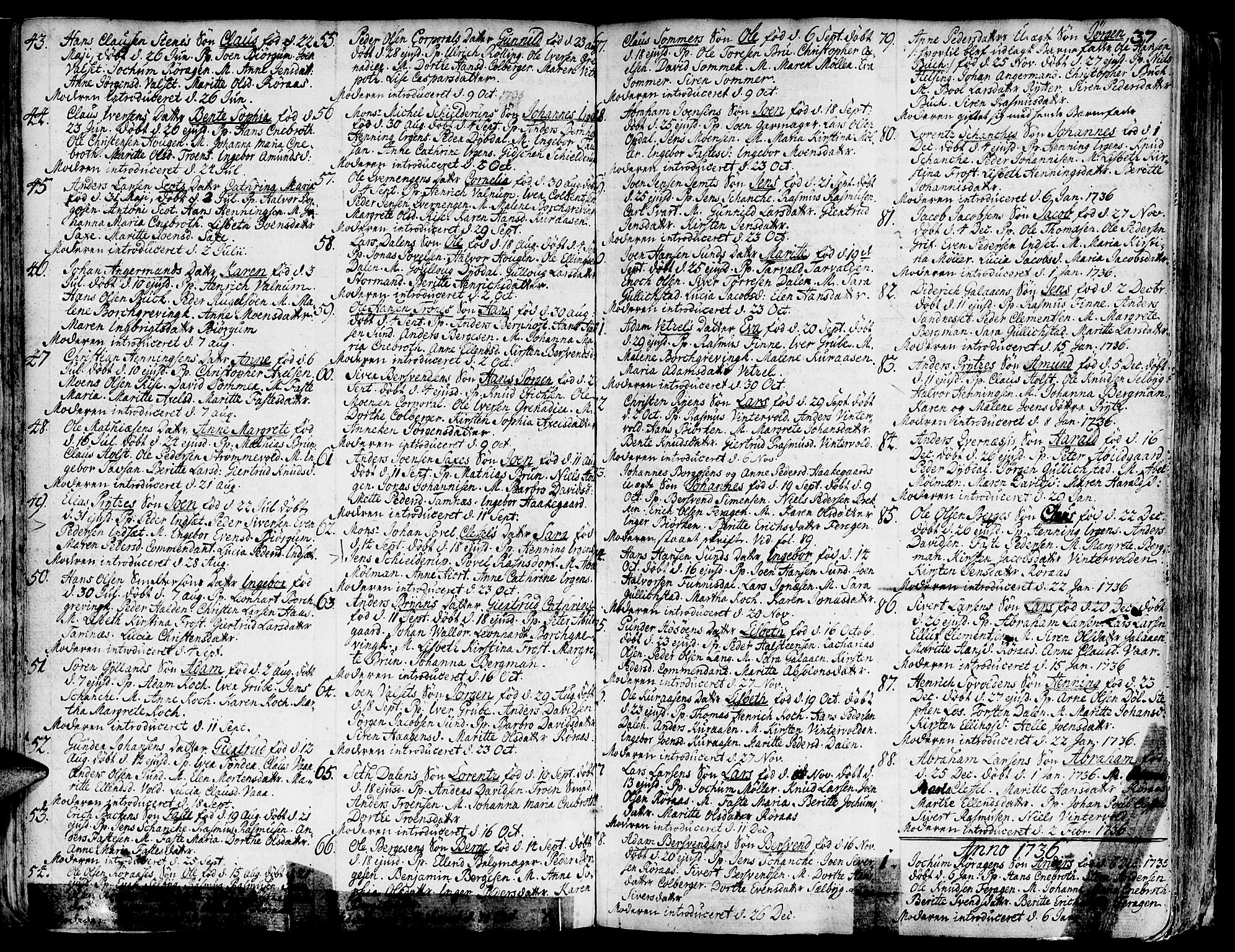 Ministerialprotokoller, klokkerbøker og fødselsregistre - Sør-Trøndelag, SAT/A-1456/681/L0925: Parish register (official) no. 681A03, 1727-1766, p. 37
