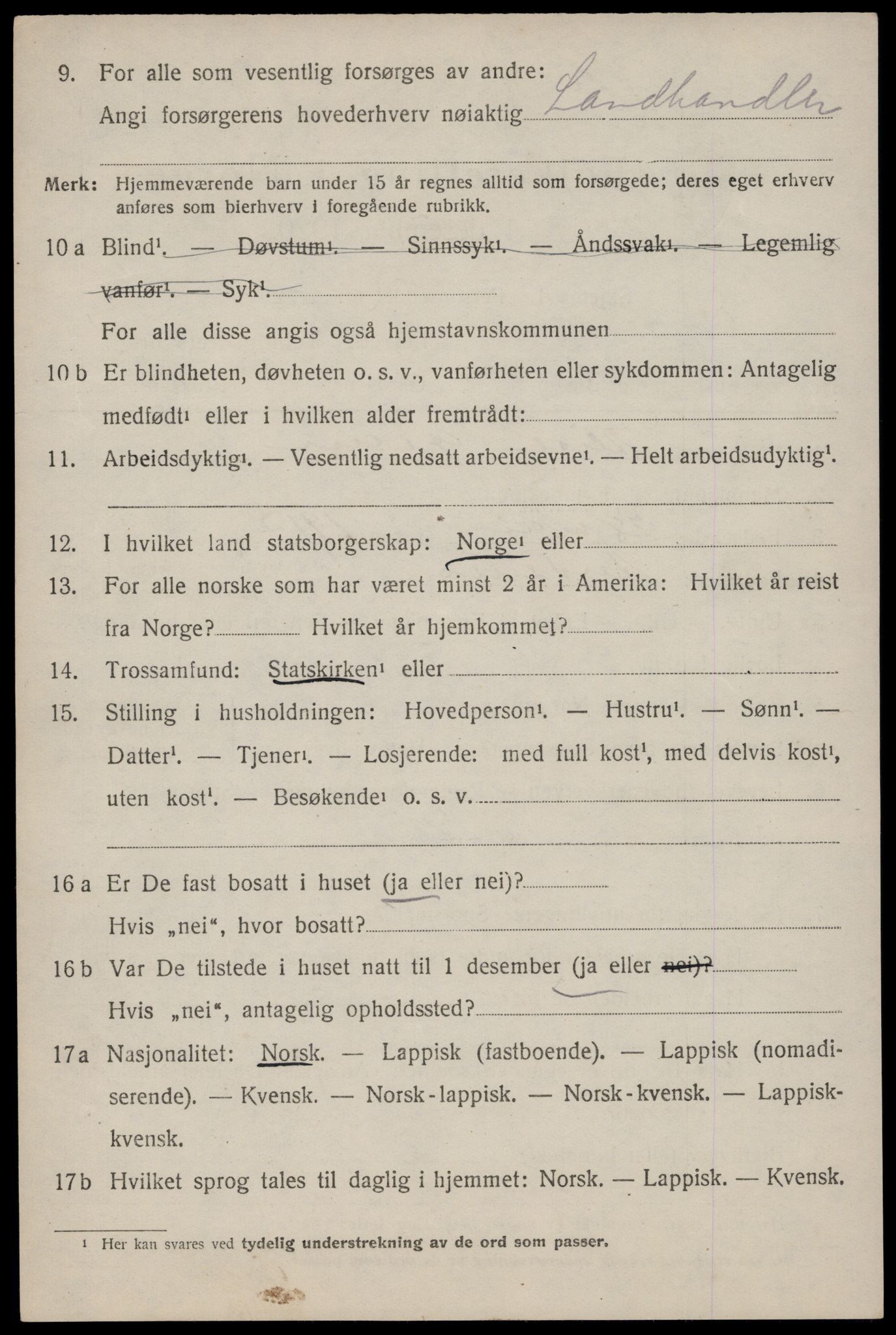 SAT, 1920 census for Dverberg, 1920, p. 11543