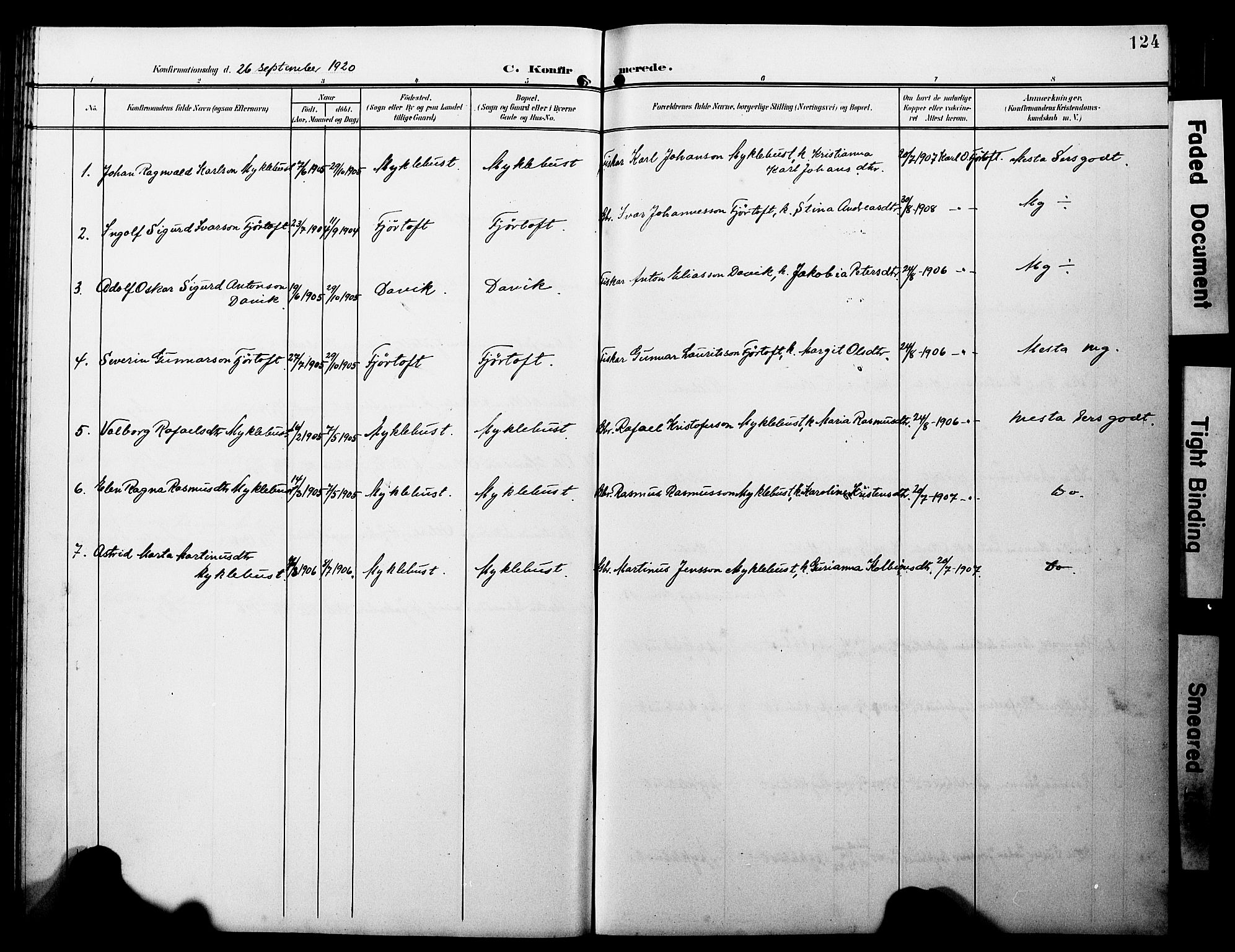 Ministerialprotokoller, klokkerbøker og fødselsregistre - Møre og Romsdal, AV/SAT-A-1454/538/L0524: Parish register (copy) no. 538C02, 1901-1931, p. 124