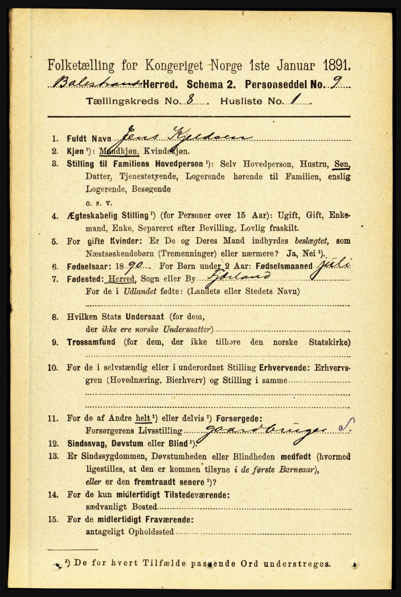 RA, 1891 census for 1418 Balestrand, 1891, p. 1737