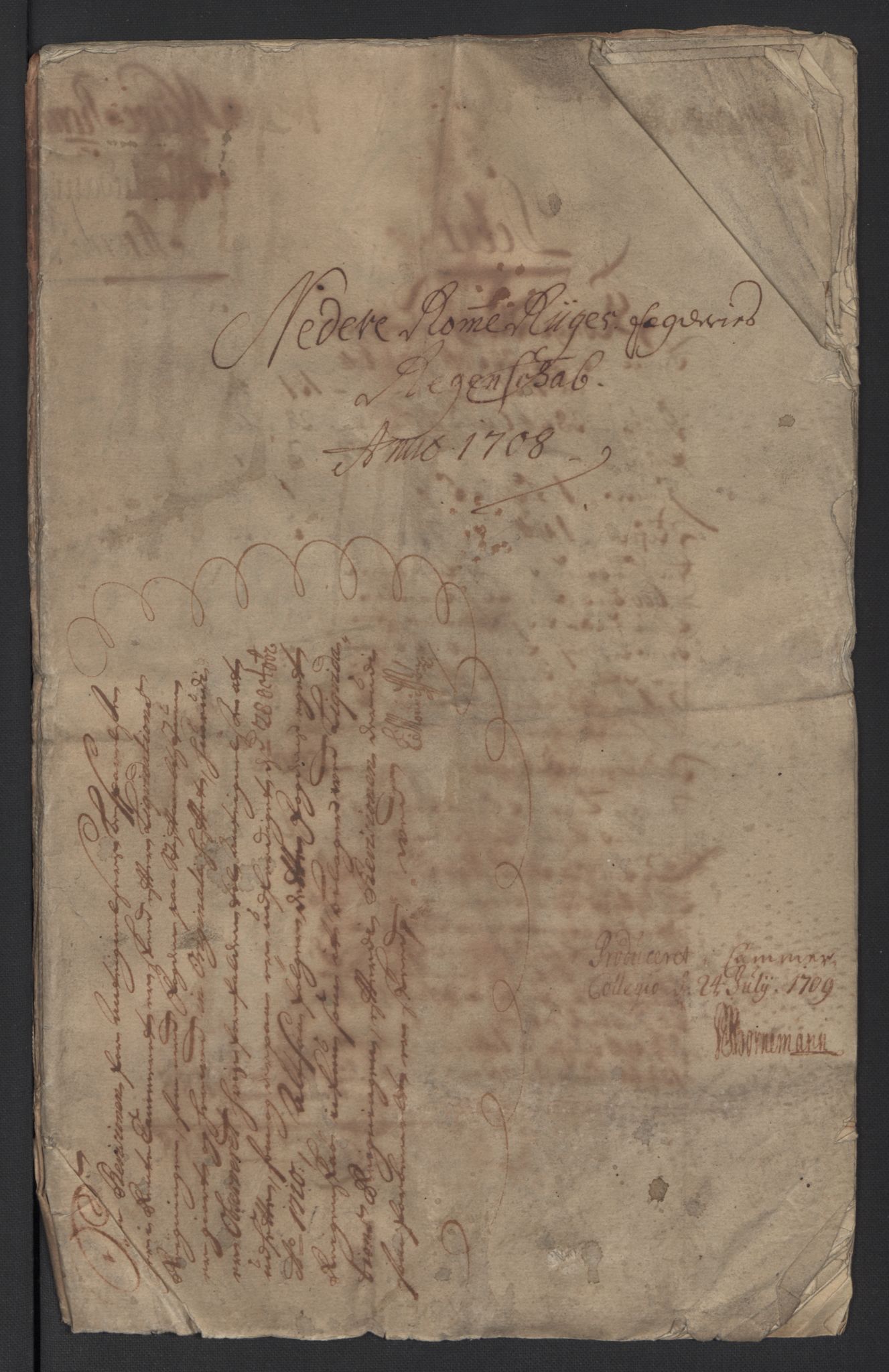Rentekammeret inntil 1814, Reviderte regnskaper, Fogderegnskap, RA/EA-4092/R11/L0591: Fogderegnskap Nedre Romerike, 1708-1709, p. 3