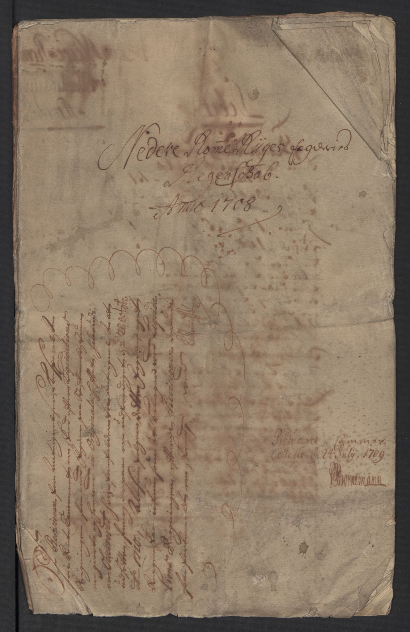 Rentekammeret inntil 1814, Reviderte regnskaper, Fogderegnskap, AV/RA-EA-4092/R11/L0591: Fogderegnskap Nedre Romerike, 1708-1709, p. 3