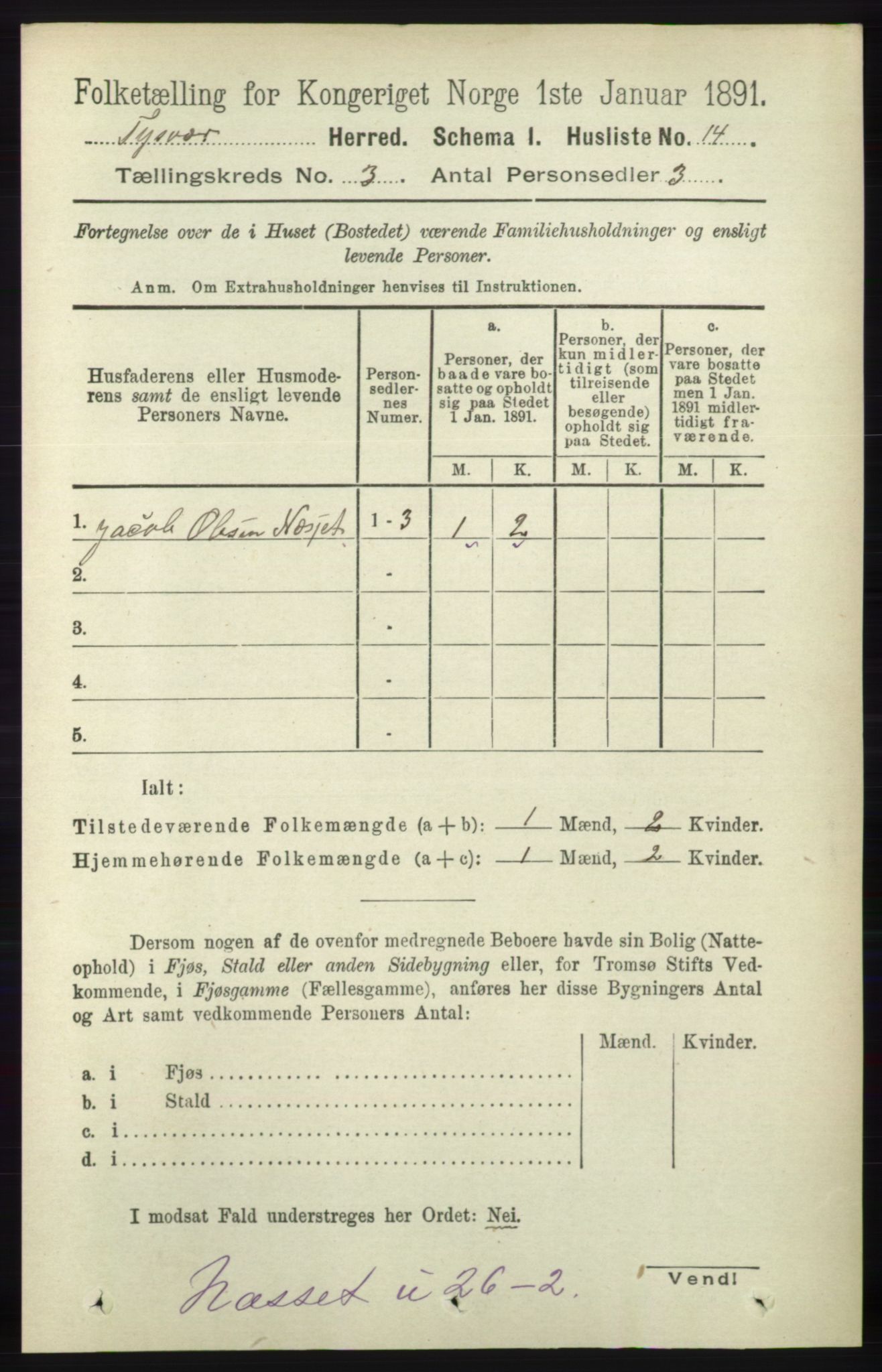 RA, 1891 census for 1146 Tysvær, 1891, p. 1196