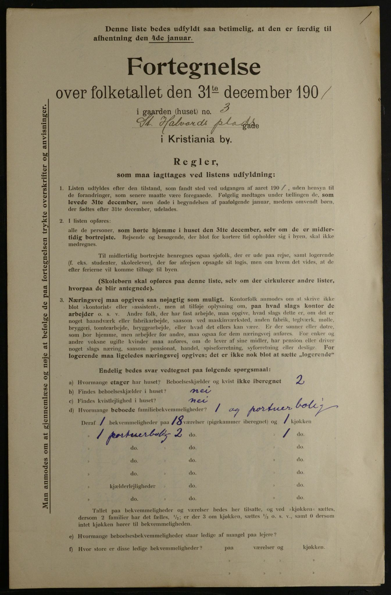 OBA, Municipal Census 1901 for Kristiania, 1901, p. 13606