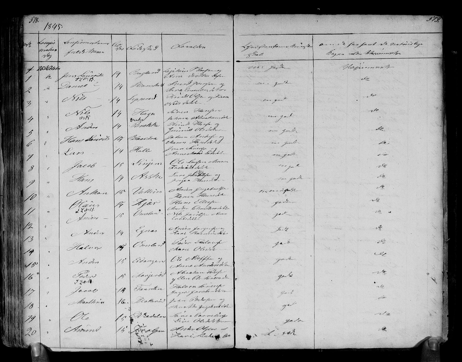Brunlanes kirkebøker, SAKO/A-342/F/Fa/L0003: Parish register (official) no. I 3, 1834-1845, p. 578-579