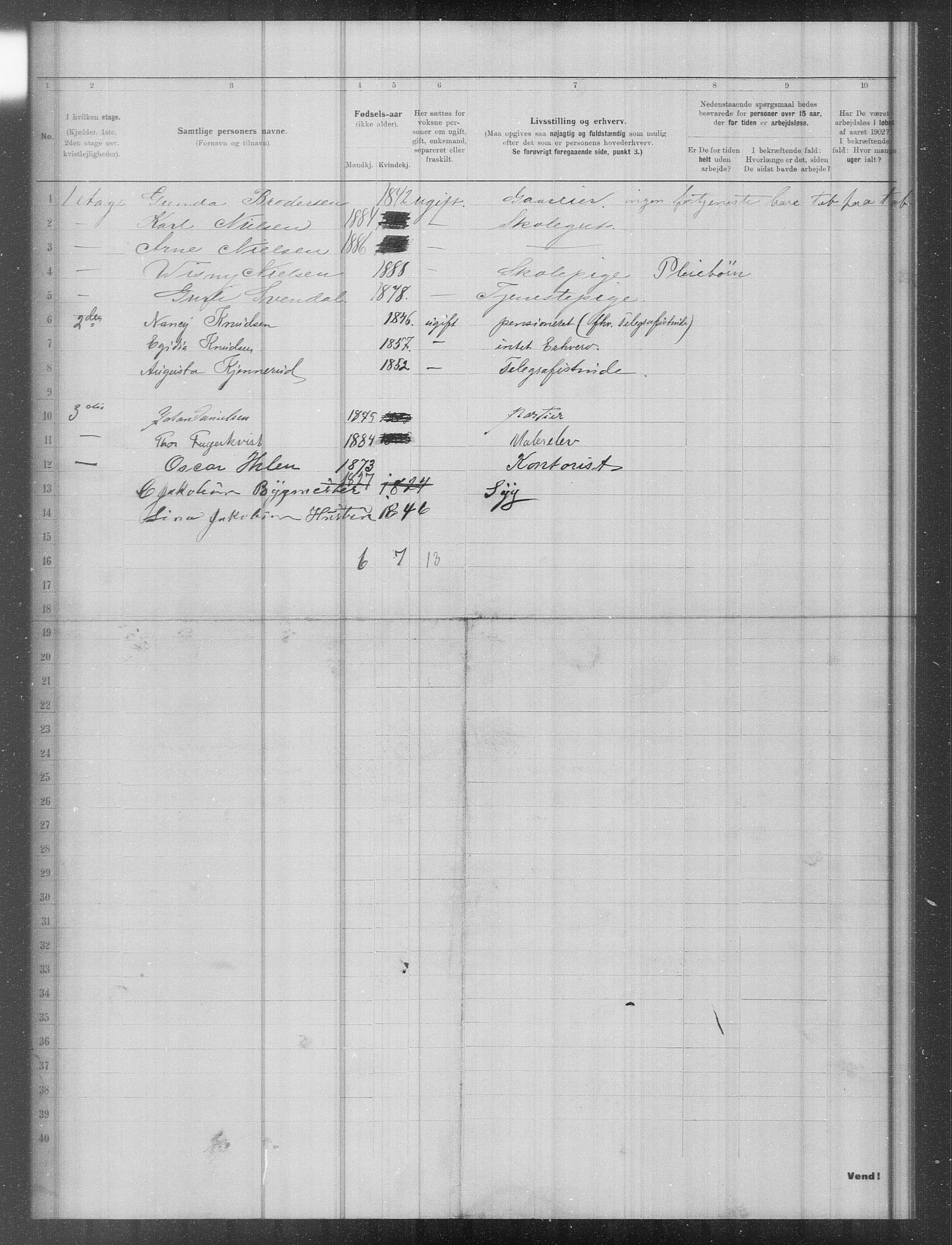 OBA, Municipal Census 1902 for Kristiania, 1902, p. 15016