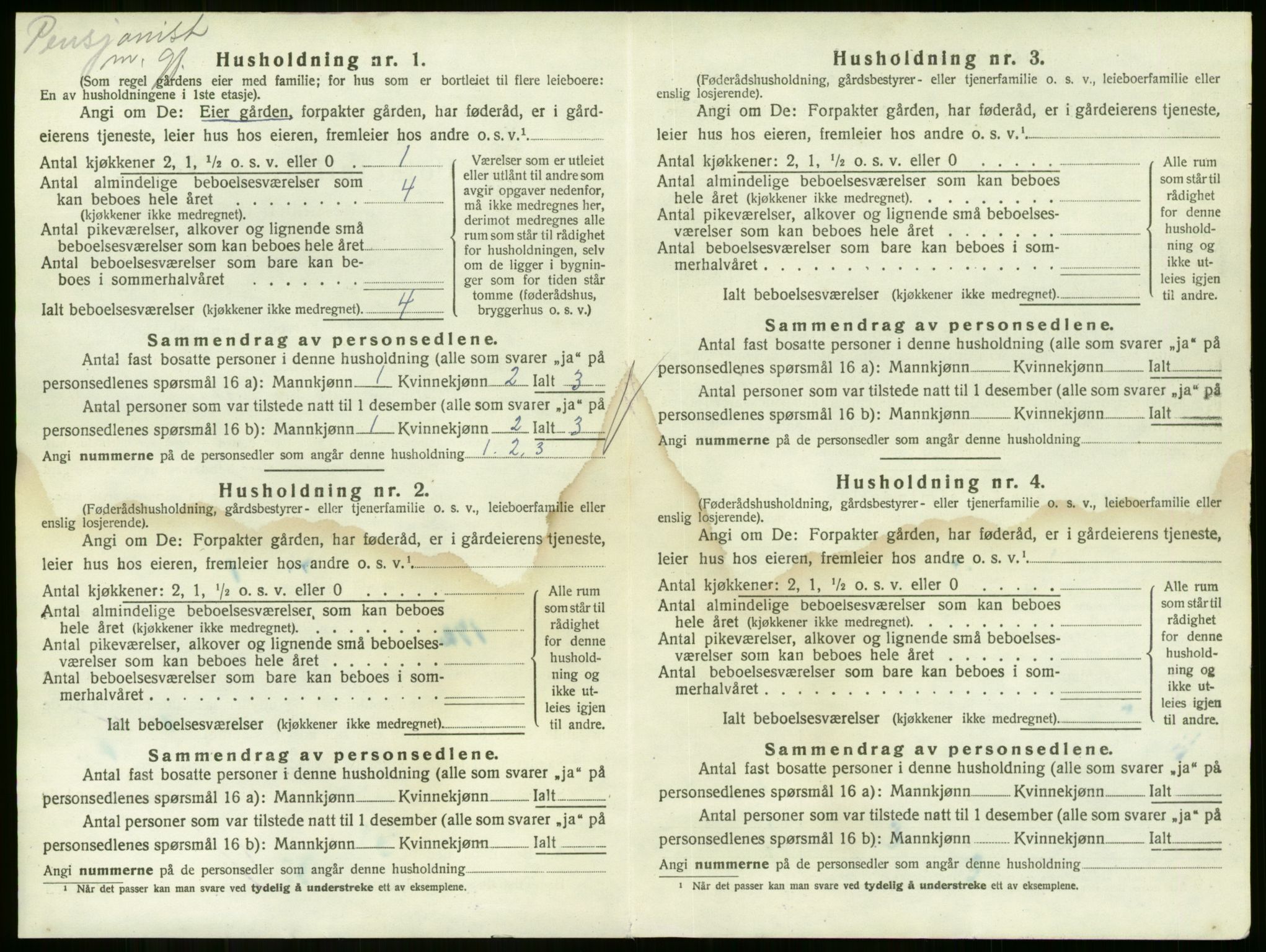 SAKO, 1920 census for Sande, 1920, p. 1609