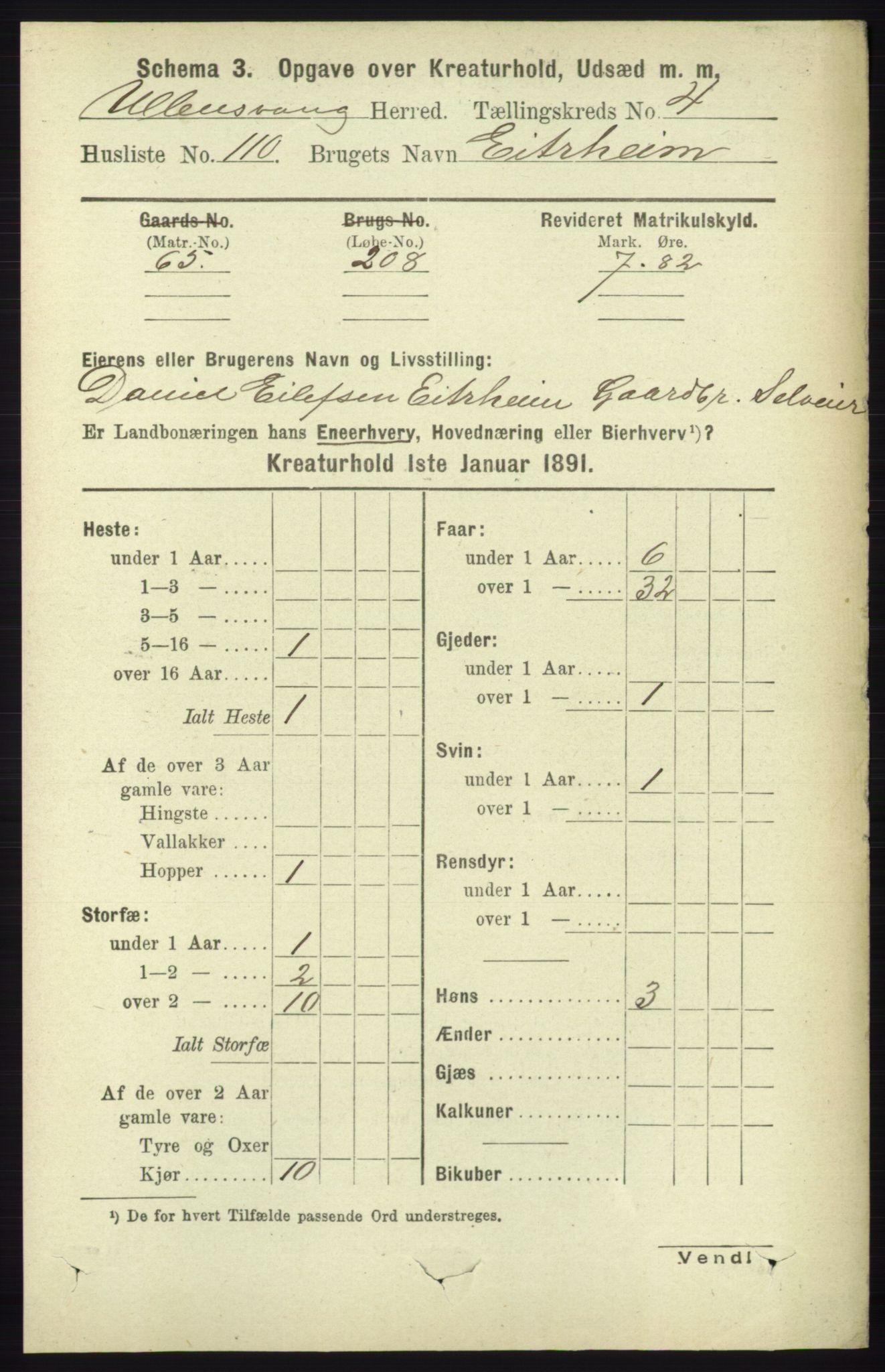 RA, 1891 census for 1230 Ullensvang, 1891, p. 7126