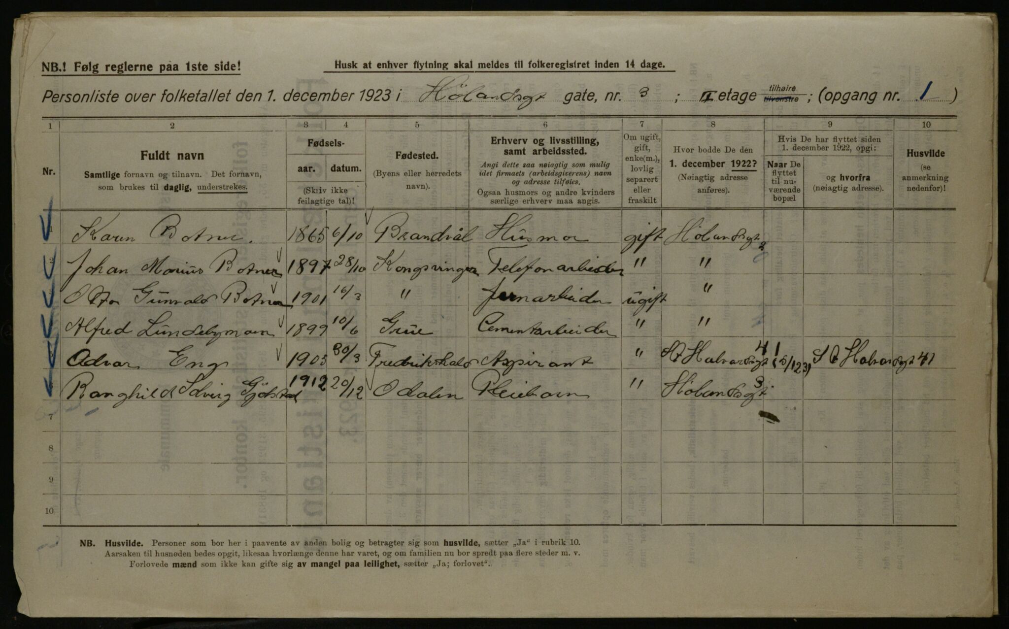 OBA, Municipal Census 1923 for Kristiania, 1923, p. 47147