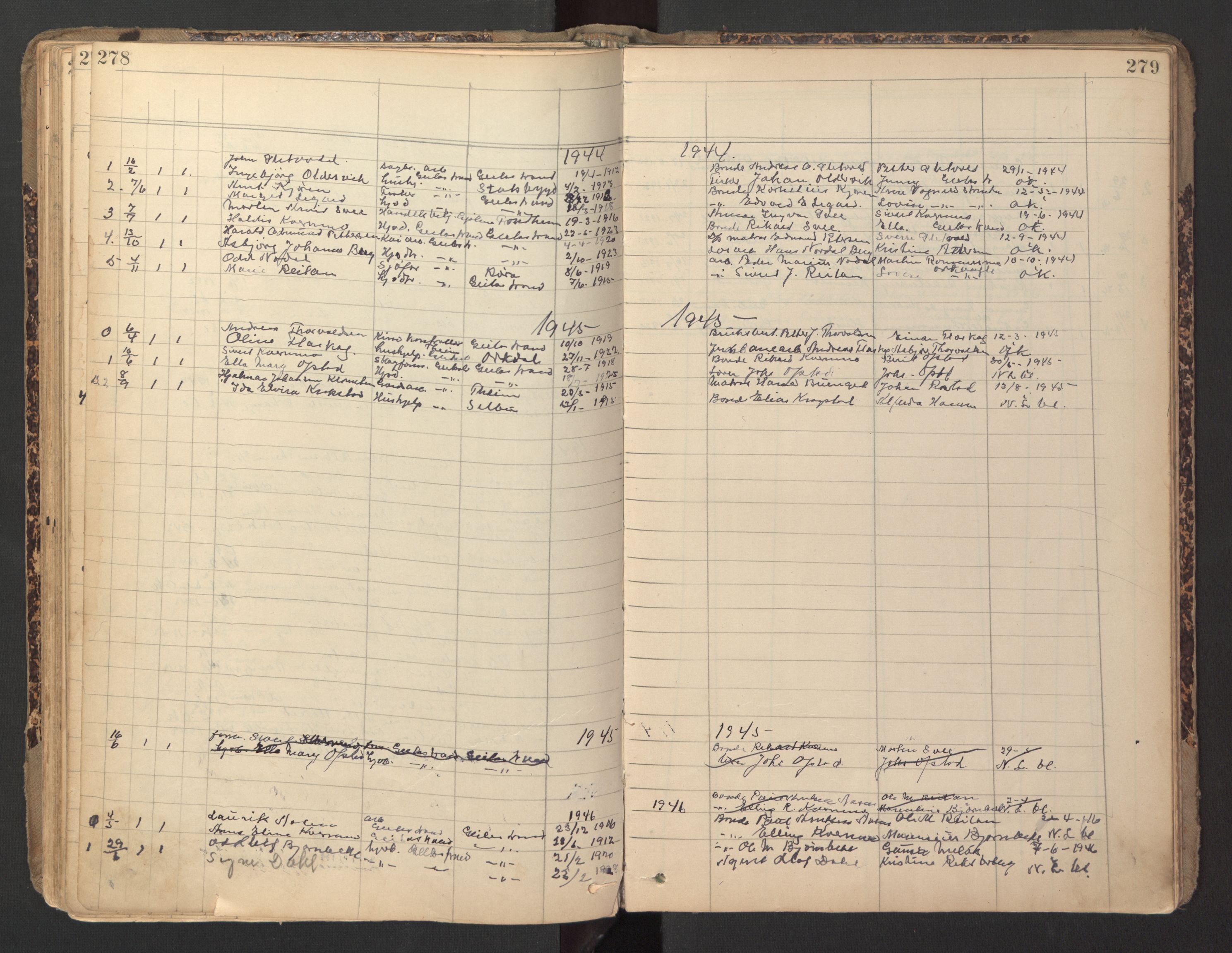Ministerialprotokoller, klokkerbøker og fødselsregistre - Sør-Trøndelag, SAT/A-1456/670/L0837: Parish register (copy) no. 670C01, 1905-1946, p. 278-279