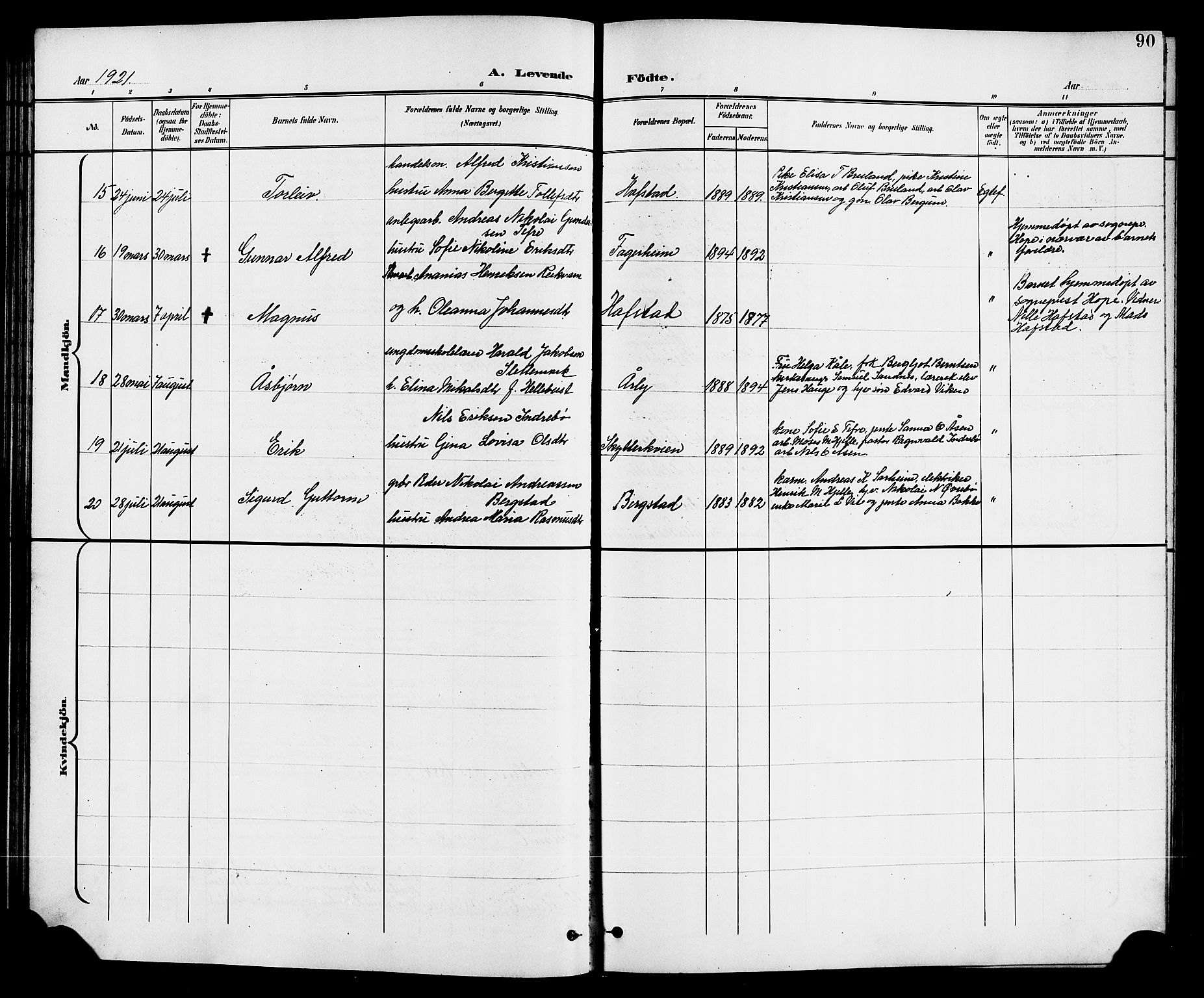 Førde sokneprestembete, SAB/A-79901/H/Hab/Haba/L0003: Parish register (copy) no. A 3, 1899-1924, p. 90