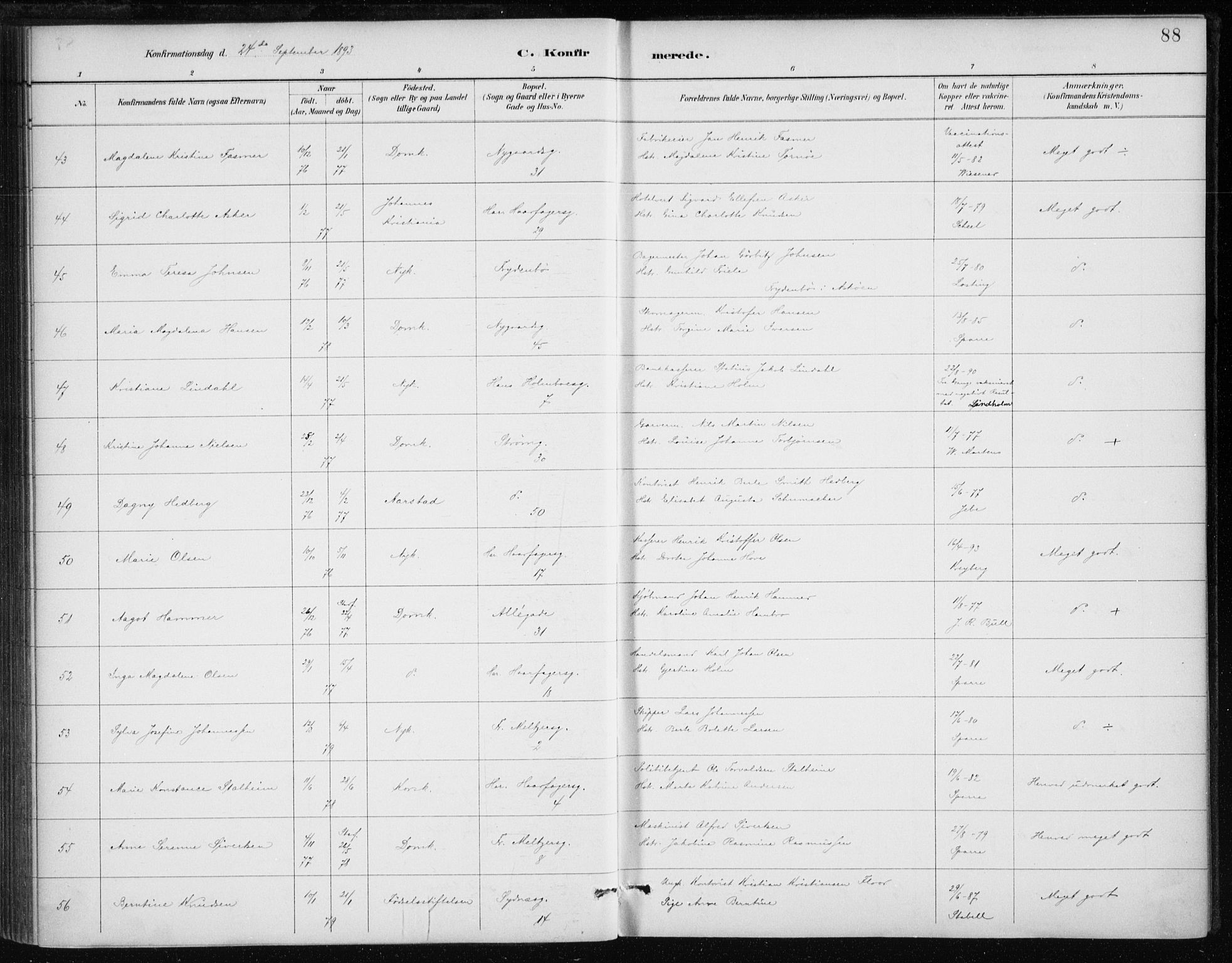 Johanneskirken sokneprestembete, AV/SAB-A-76001/H/Haa/L0008: Parish register (official) no. C 1, 1885-1907, p. 88