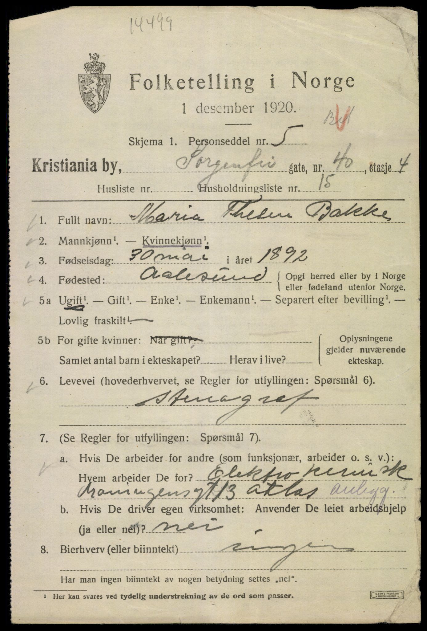 SAO, 1920 census for Kristiania, 1920, p. 531659