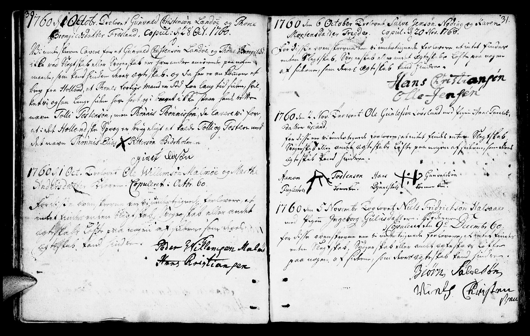 Mandal sokneprestkontor, AV/SAK-1111-0030/F/Fa/Faa/L0006: Parish register (official) no. A 6, 1755-1783, p. 30-31