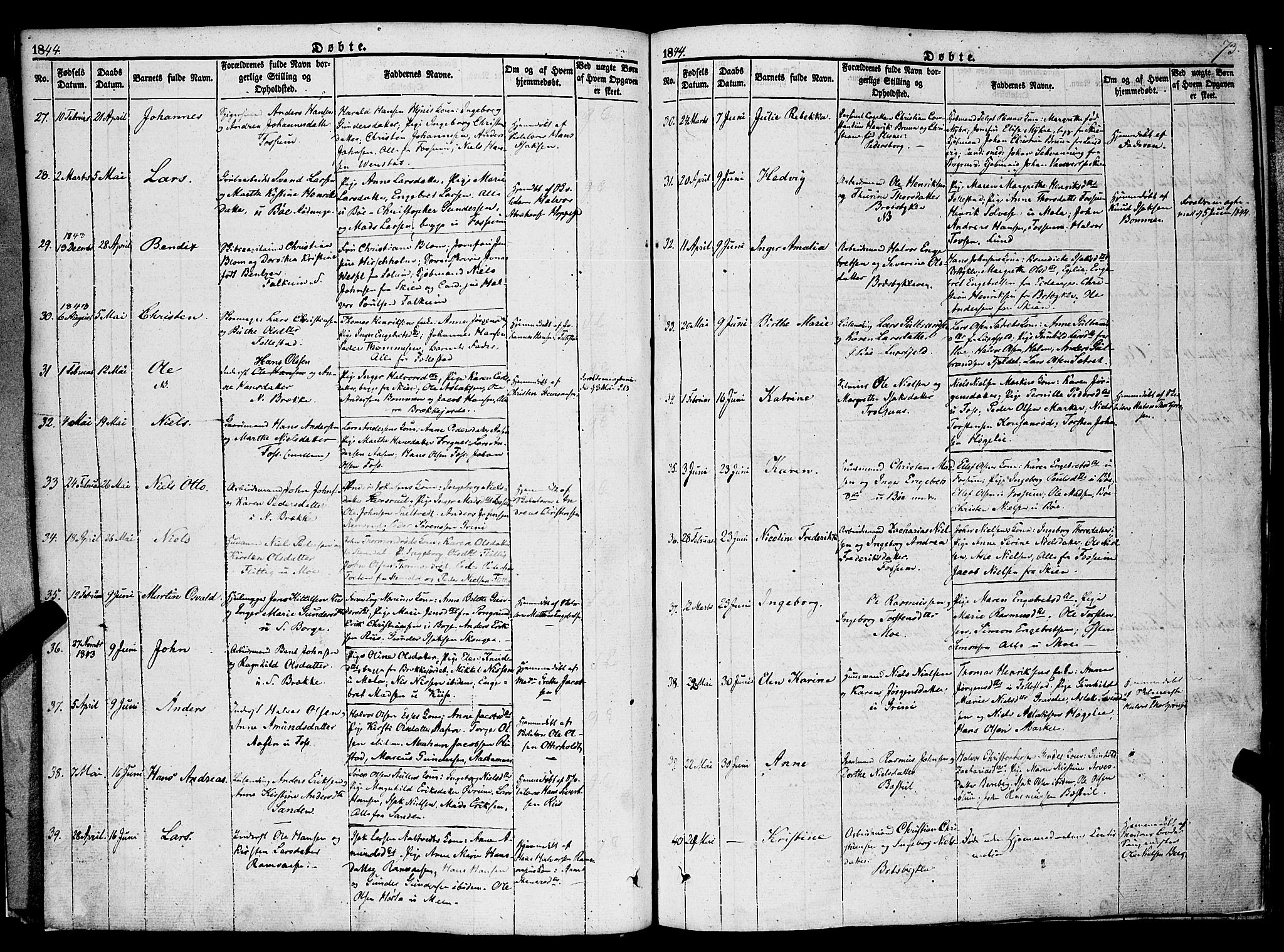 Gjerpen kirkebøker, SAKO/A-265/F/Fa/L0007a: Parish register (official) no. I 7A, 1834-1857, p. 73