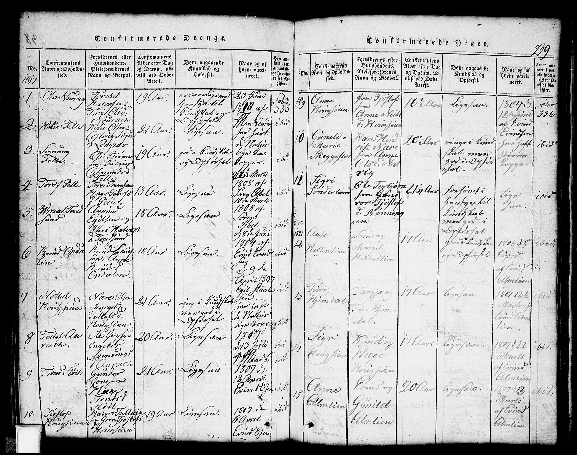 Nissedal kirkebøker, SAKO/A-288/G/Gb/L0001: Parish register (copy) no. II 1, 1814-1862, p. 239