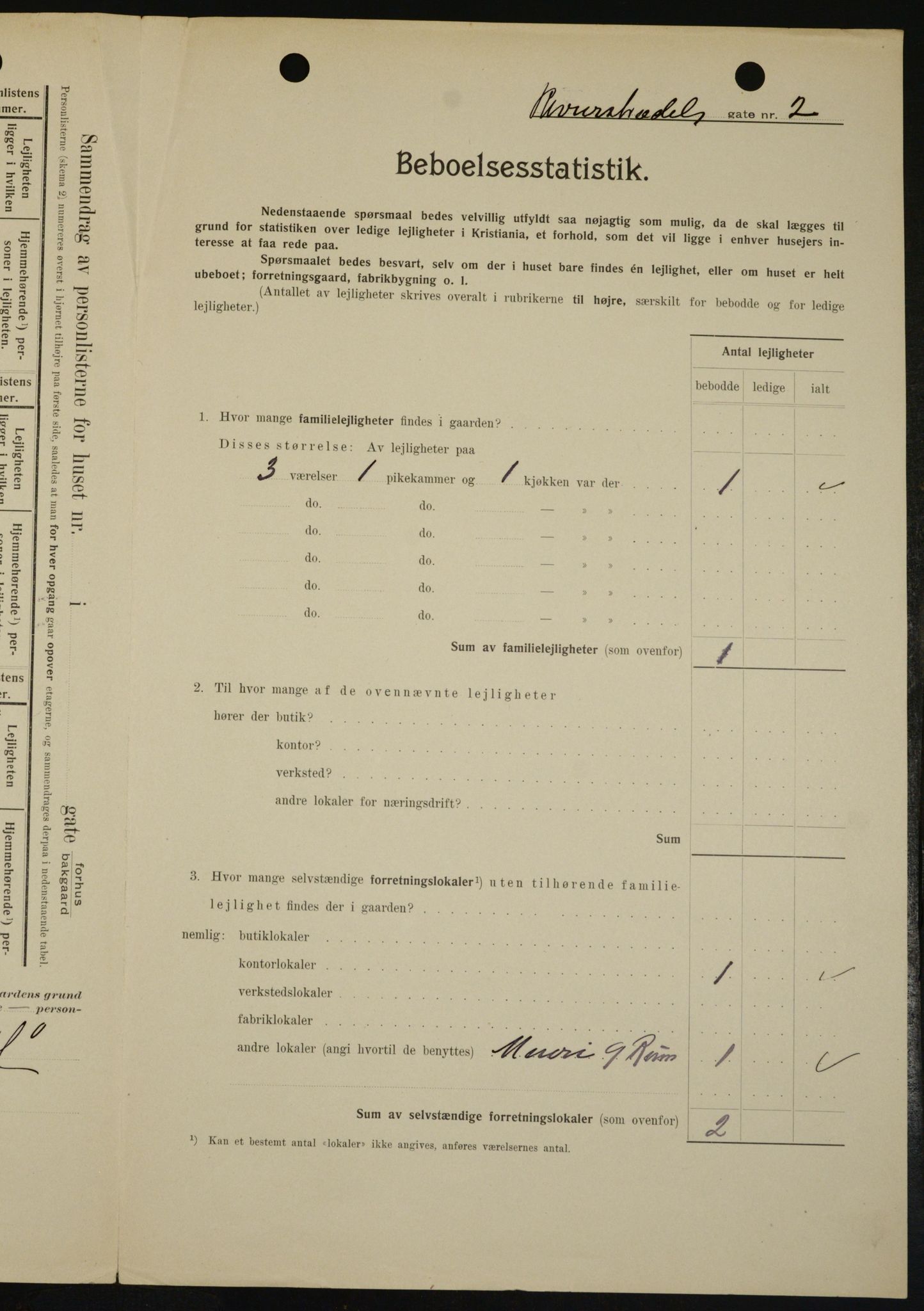 OBA, Municipal Census 1909 for Kristiania, 1909, p. 75130