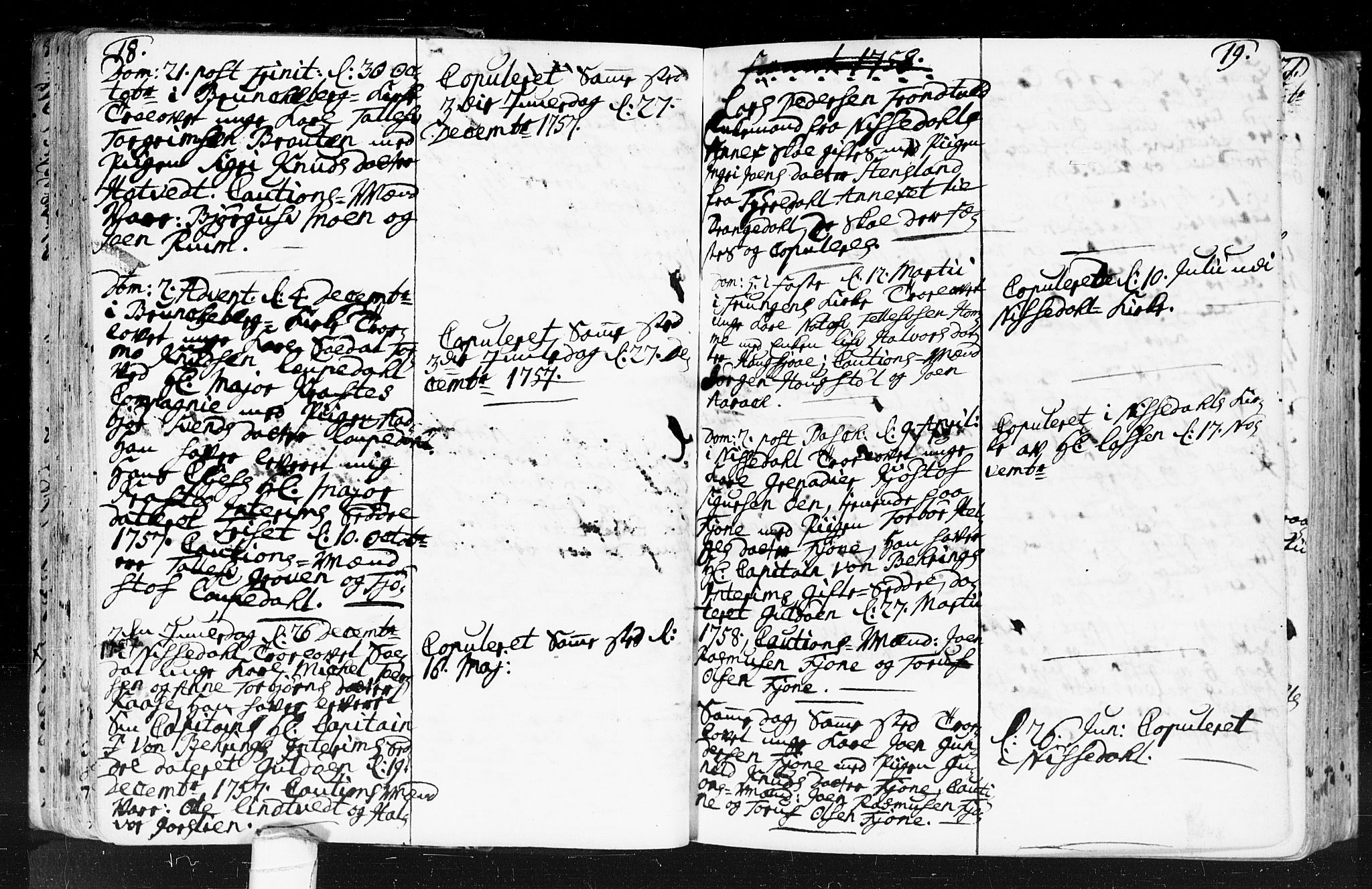 Kviteseid kirkebøker, SAKO/A-276/F/Fa/L0001: Parish register (official) no. I 1, 1754-1773, p. 18-19