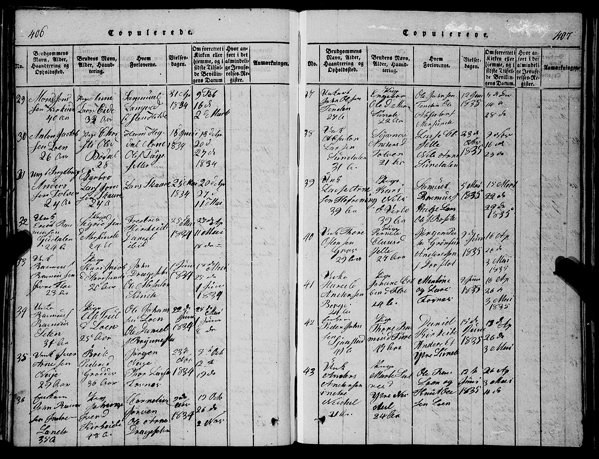 Stryn Sokneprestembete, AV/SAB-A-82501: Parish register (copy) no. C 1, 1801-1845, p. 406-407