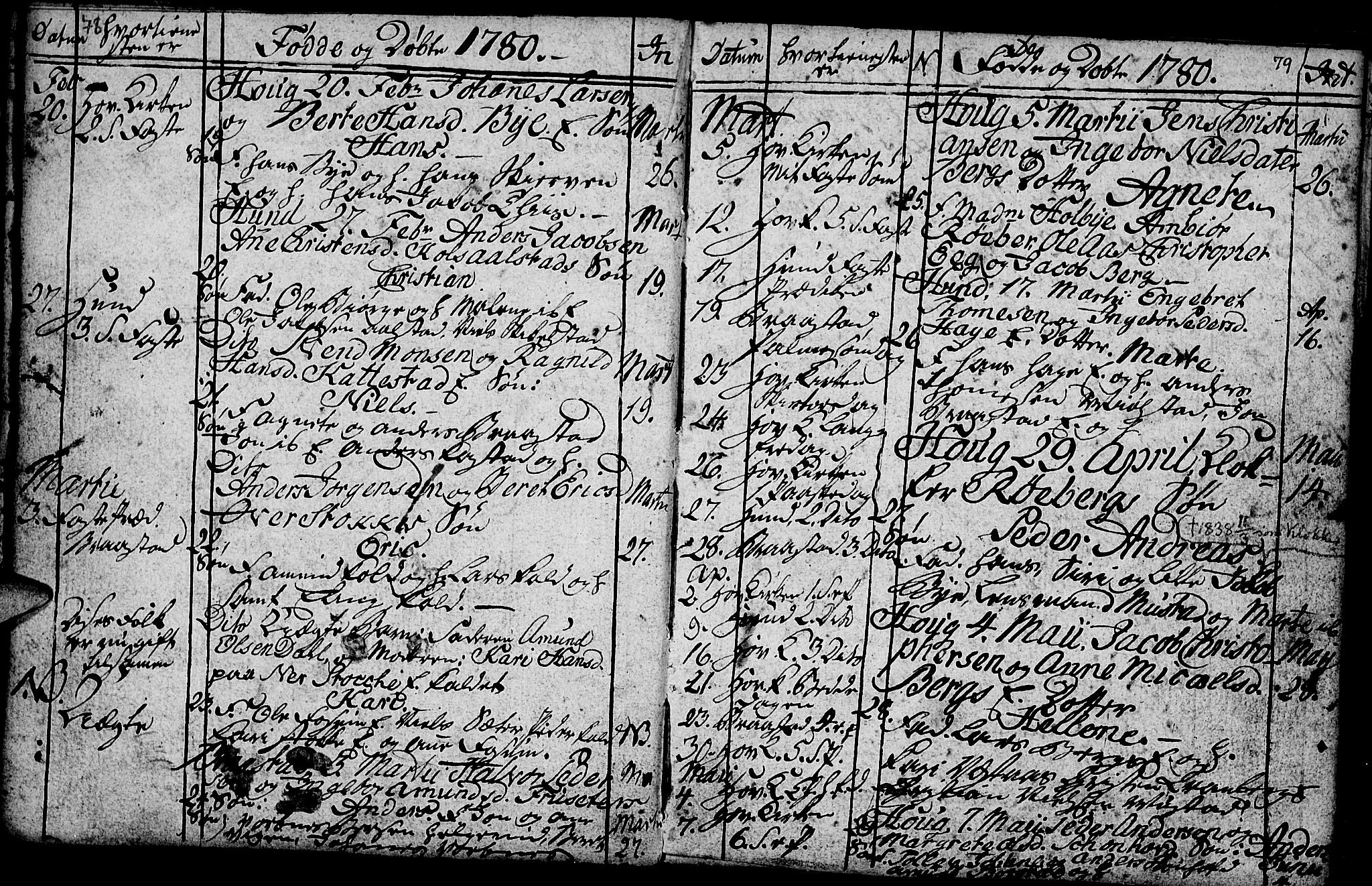 Vardal prestekontor, SAH/PREST-100/H/Ha/Hab/L0001: Parish register (copy) no. 1, 1771-1790, p. 78-79