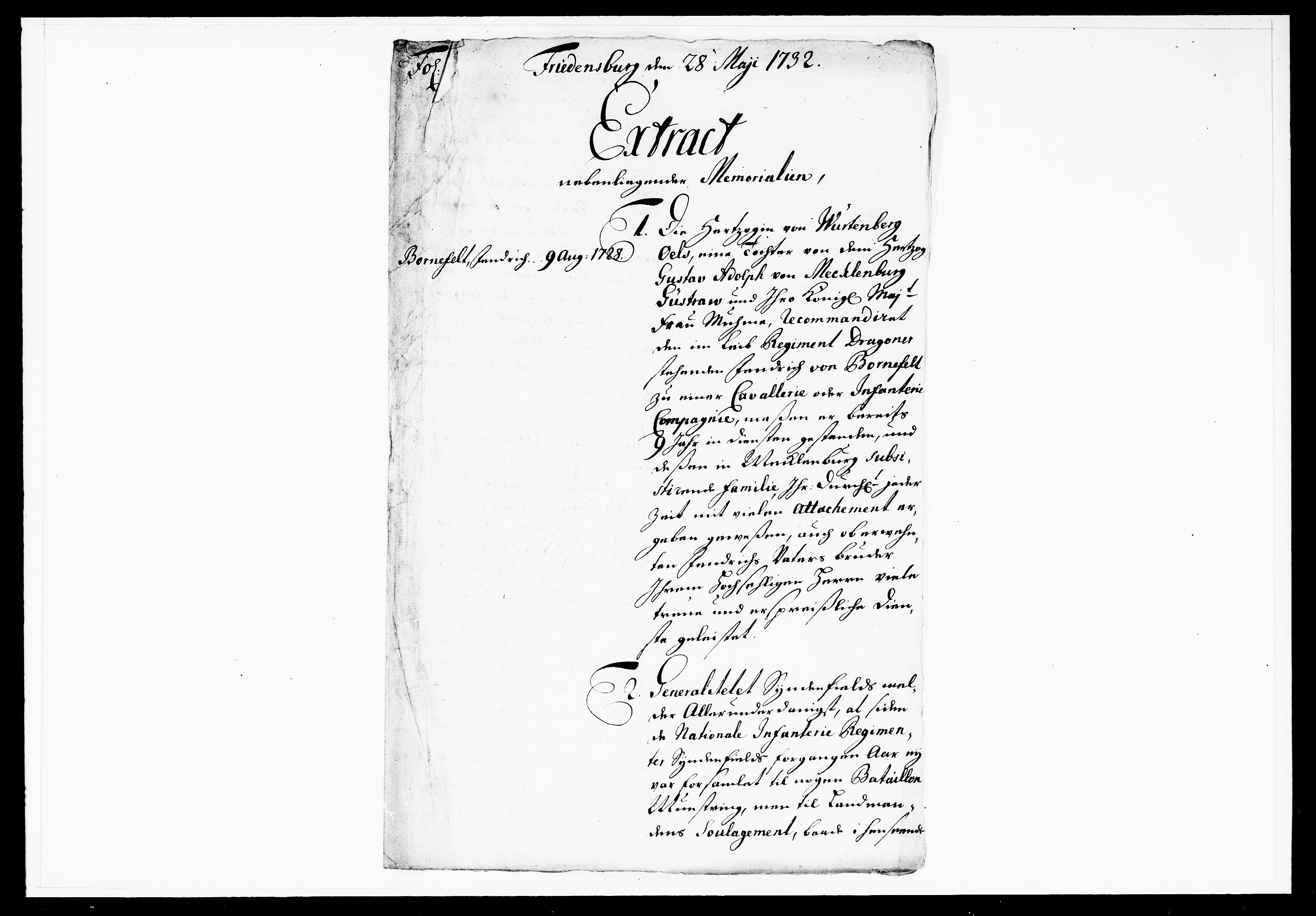 Krigskollegiet, Krigskancelliet, DRA/A-0006/-/1103-1107: Refererede sager, 1732, p. 138