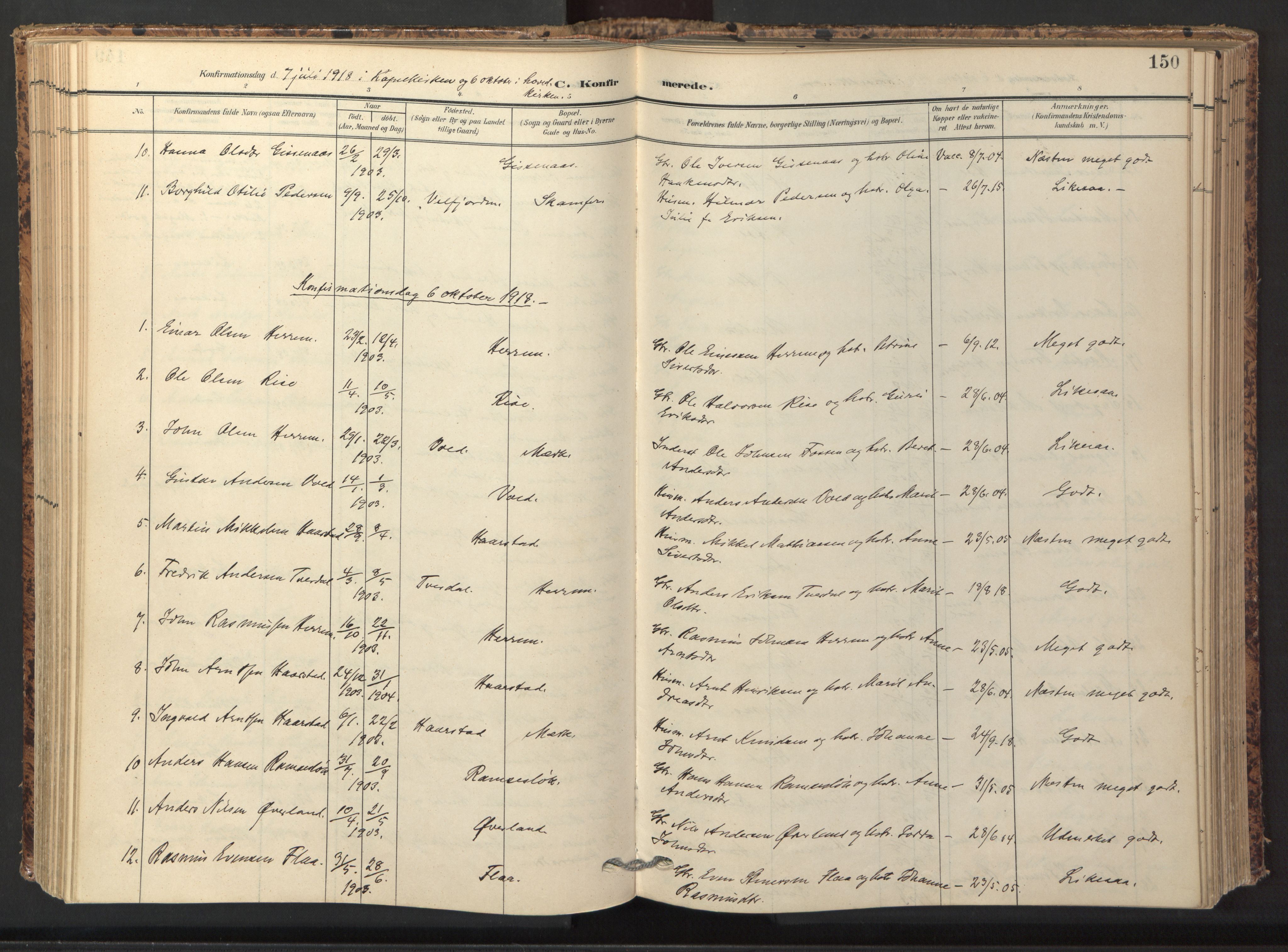 Ministerialprotokoller, klokkerbøker og fødselsregistre - Sør-Trøndelag, SAT/A-1456/674/L0873: Parish register (official) no. 674A05, 1908-1923, p. 150