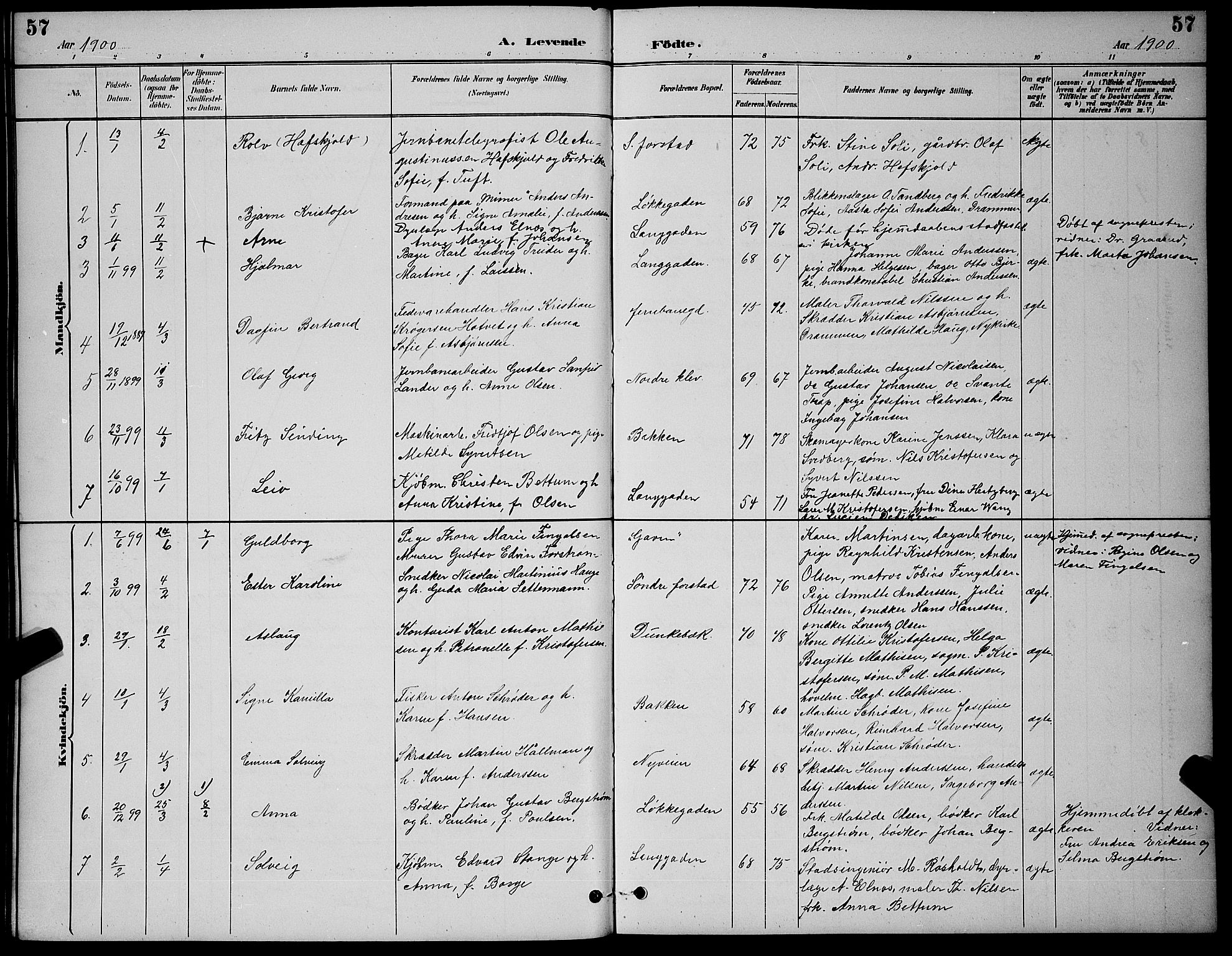 Holmestrand kirkebøker, SAKO/A-346/G/Ga/L0005: Parish register (copy) no. 5, 1889-1901, p. 57