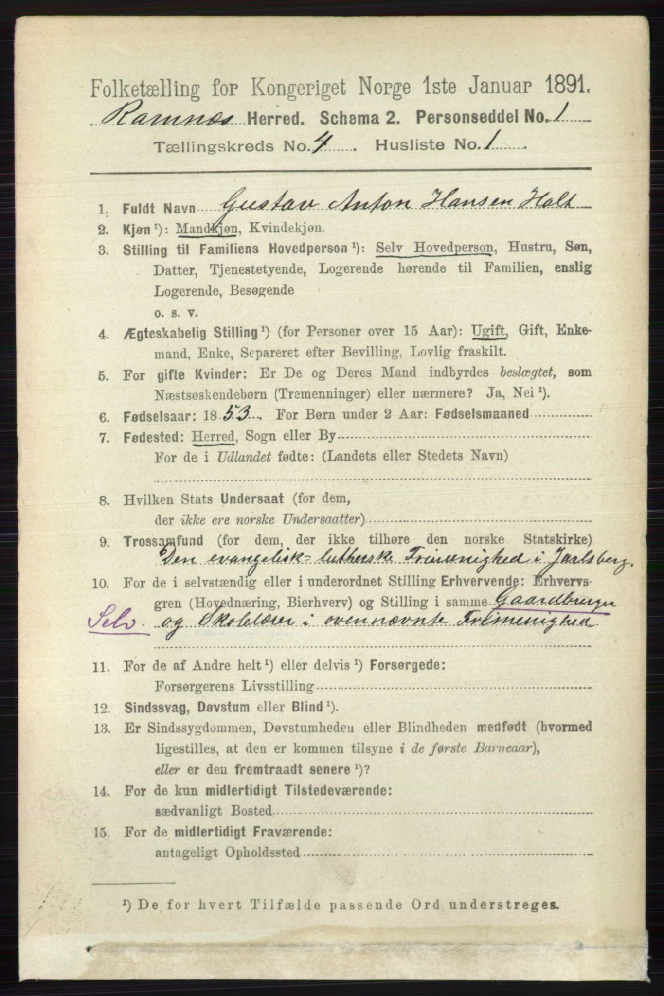 RA, 1891 census for 0718 Ramnes, 1891, p. 1949