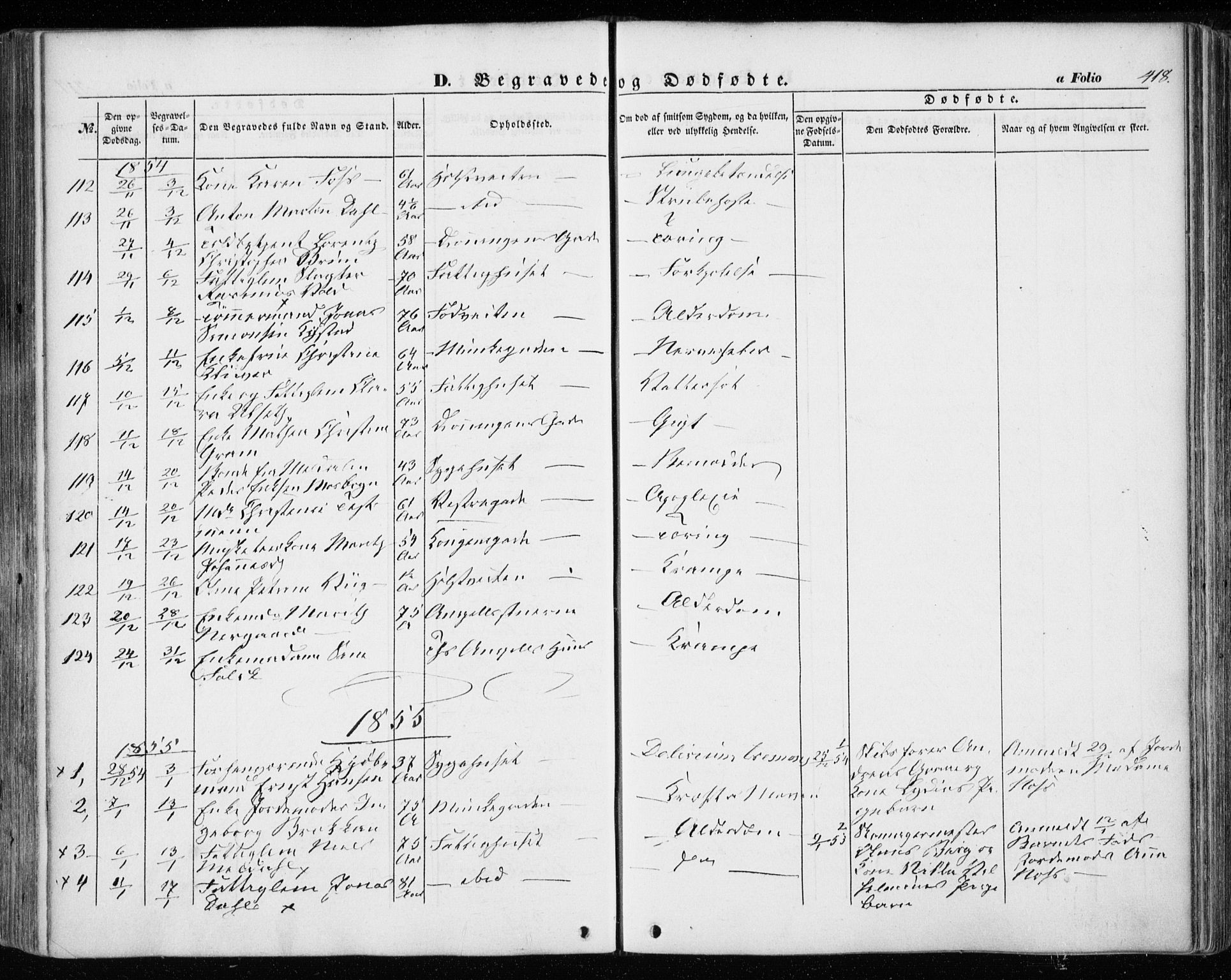 Ministerialprotokoller, klokkerbøker og fødselsregistre - Sør-Trøndelag, SAT/A-1456/601/L0051: Parish register (official) no. 601A19, 1848-1857, p. 418