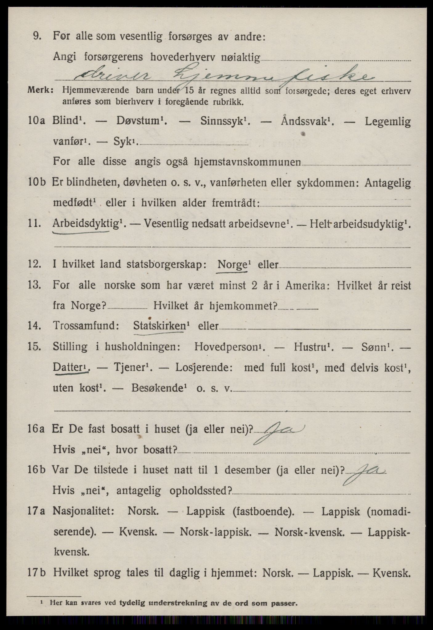 SAT, 1920 census for Osen, 1920, p. 1276