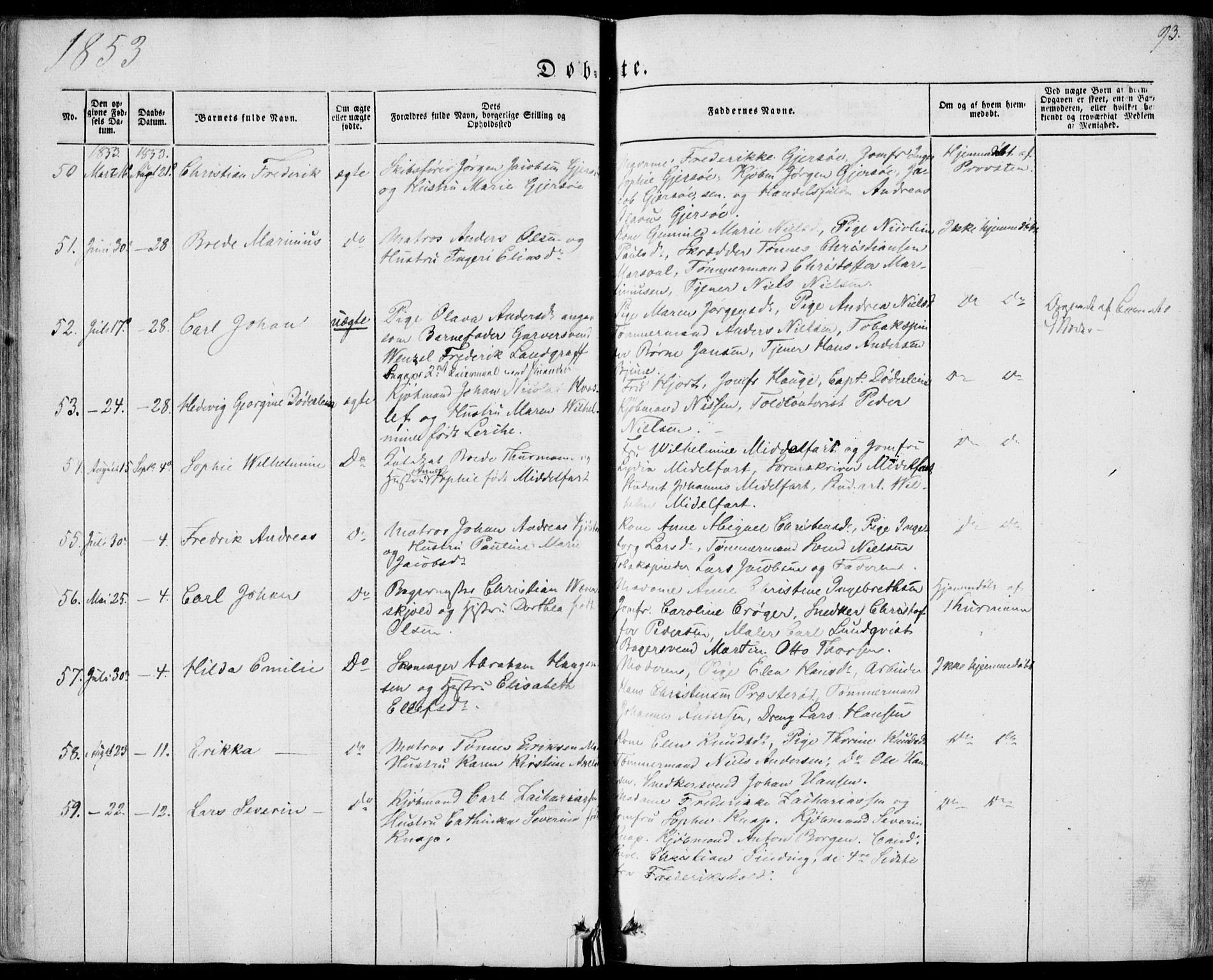 Tønsberg kirkebøker, AV/SAKO-A-330/F/Fa/L0007: Parish register (official) no. I 7, 1845-1854, p. 93