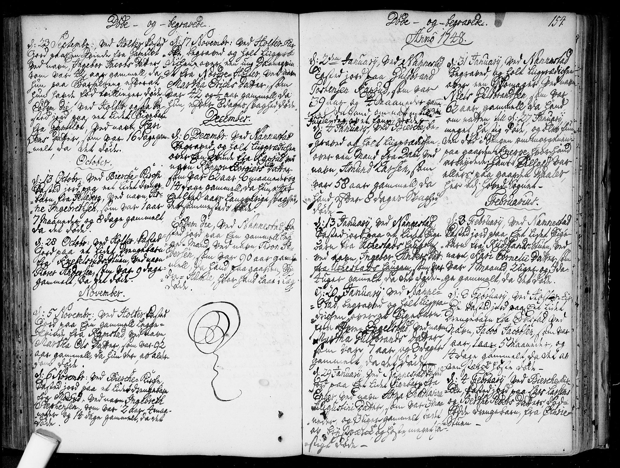 Nannestad prestekontor Kirkebøker, SAO/A-10414a/F/Fa/L0006: Parish register (official) no. I 6, 1739-1754, p. 154
