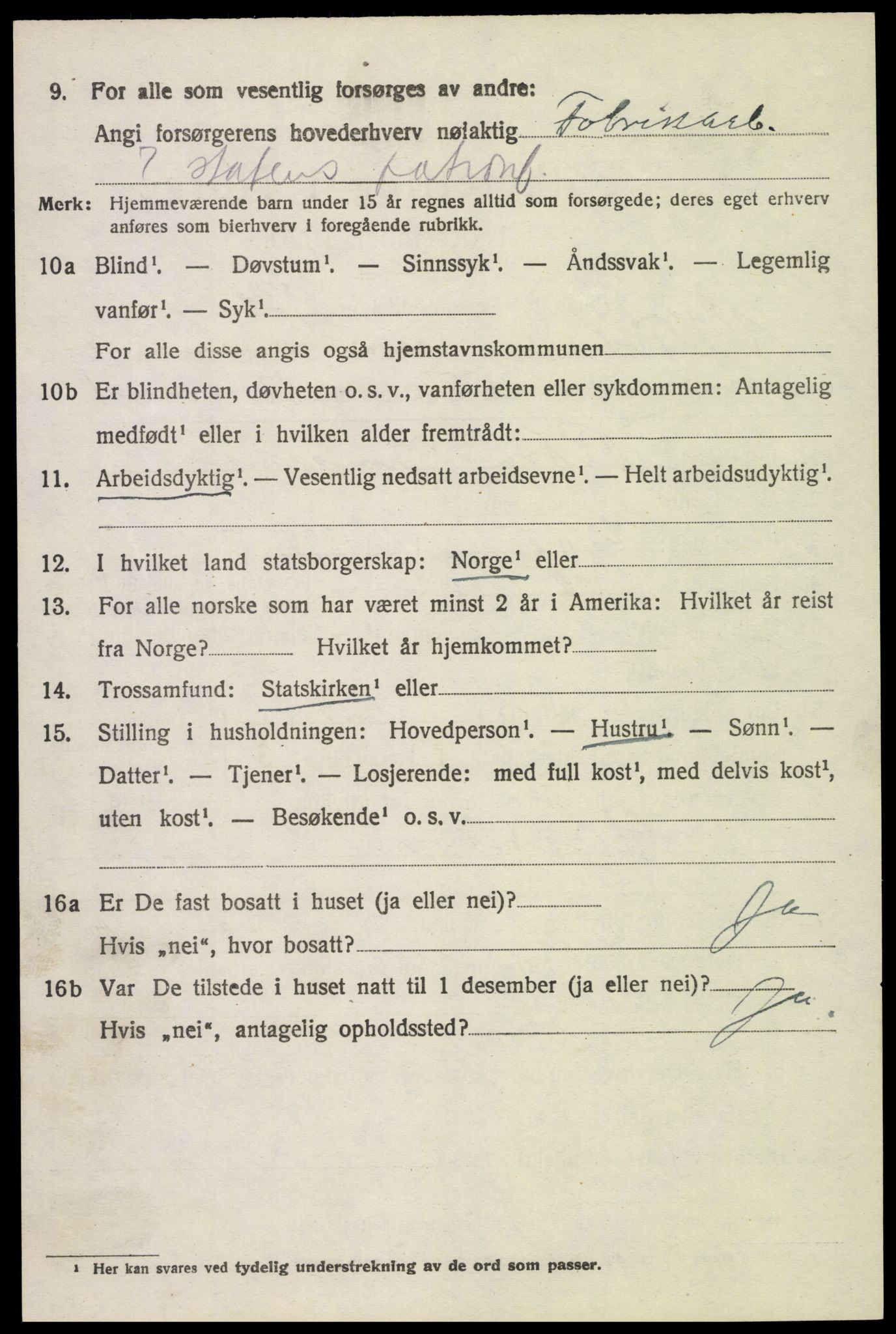 SAH, 1920 census for Vestre Toten, 1920, p. 12127