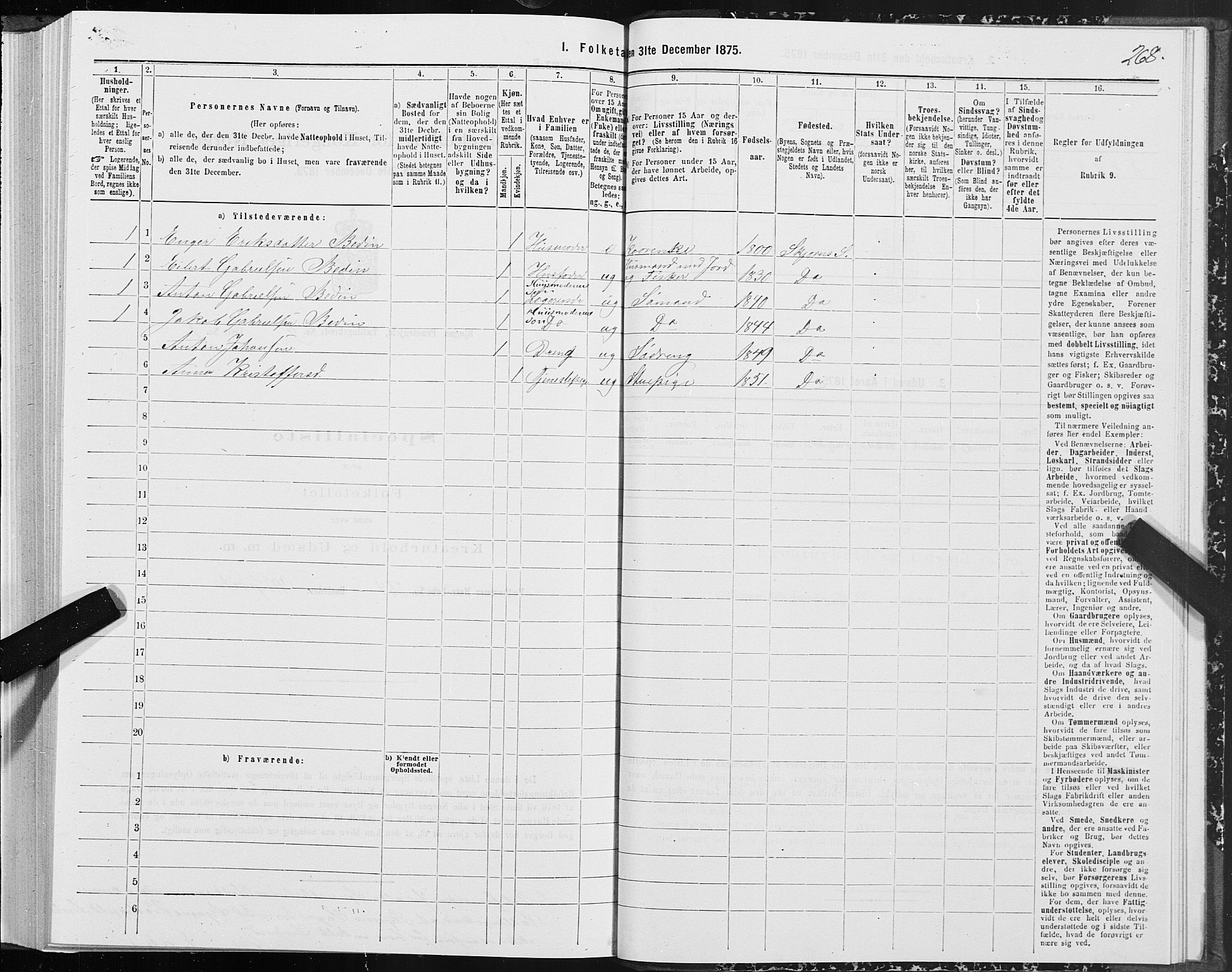 SAT, 1875 census for 1627P Bjugn, 1875, p. 4268