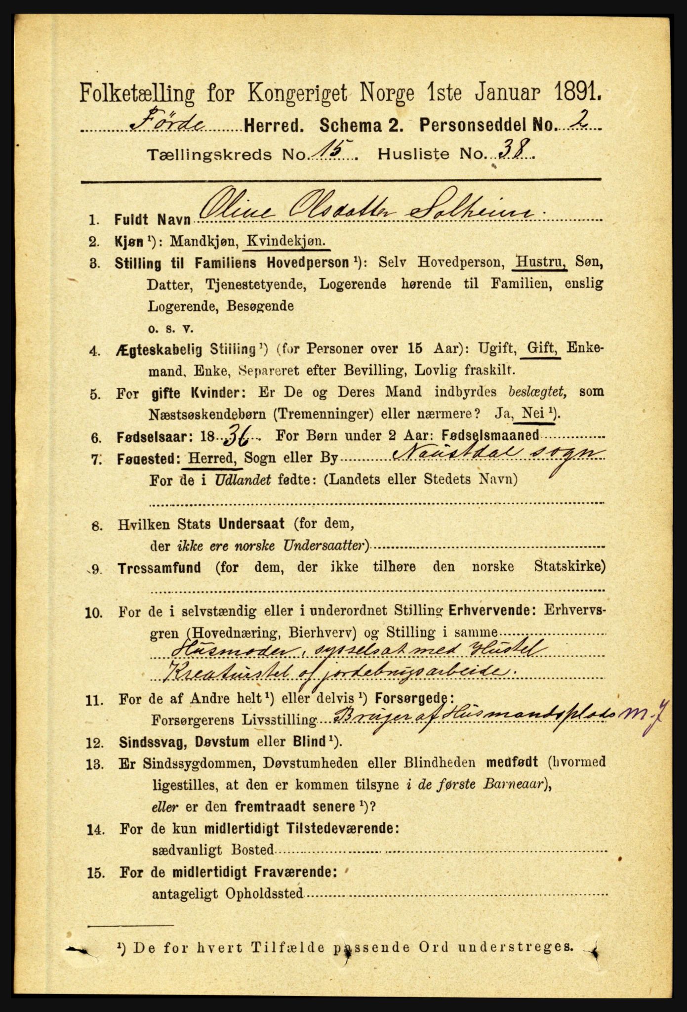 RA, 1891 census for 1432 Førde, 1891, p. 5760