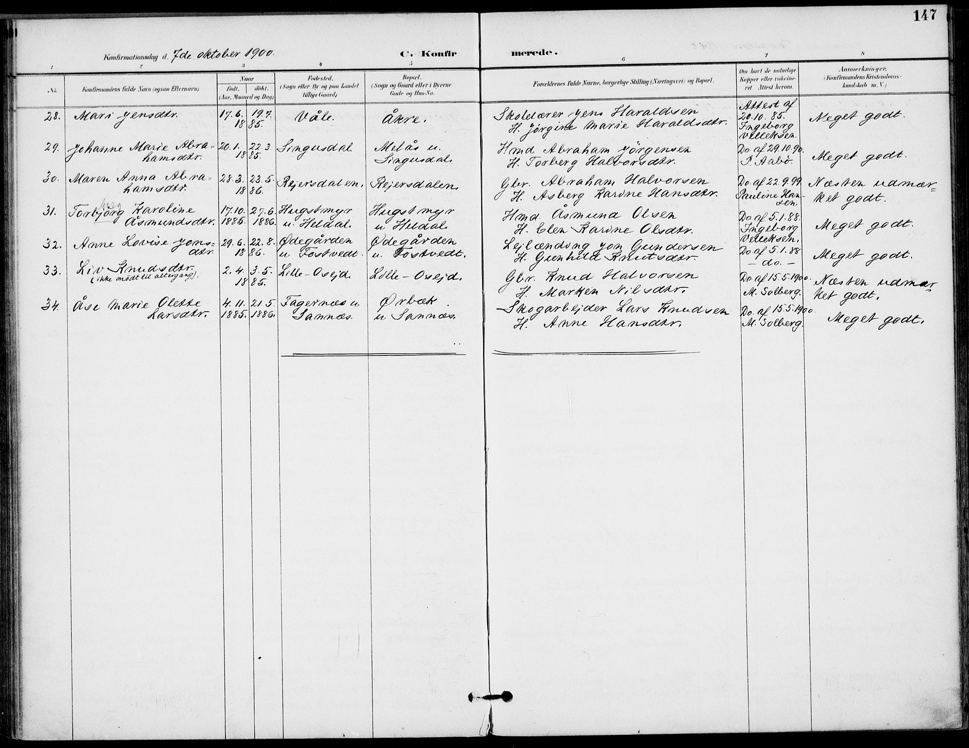 Drangedal kirkebøker, AV/SAKO-A-258/F/Fa/L0012: Parish register (official) no. 12, 1895-1905, p. 147