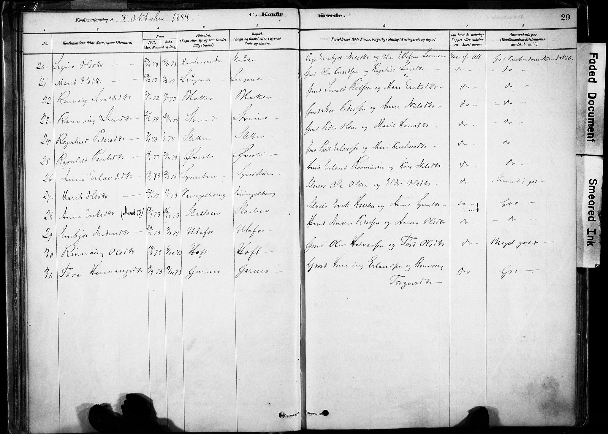 Lom prestekontor, SAH/PREST-070/K/L0009: Parish register (official) no. 9, 1878-1907, p. 29