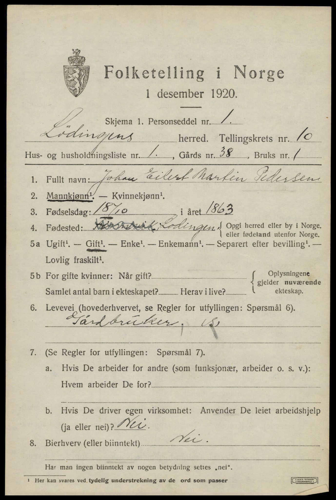 SAT, 1920 census for Lødingen, 1920, p. 5977